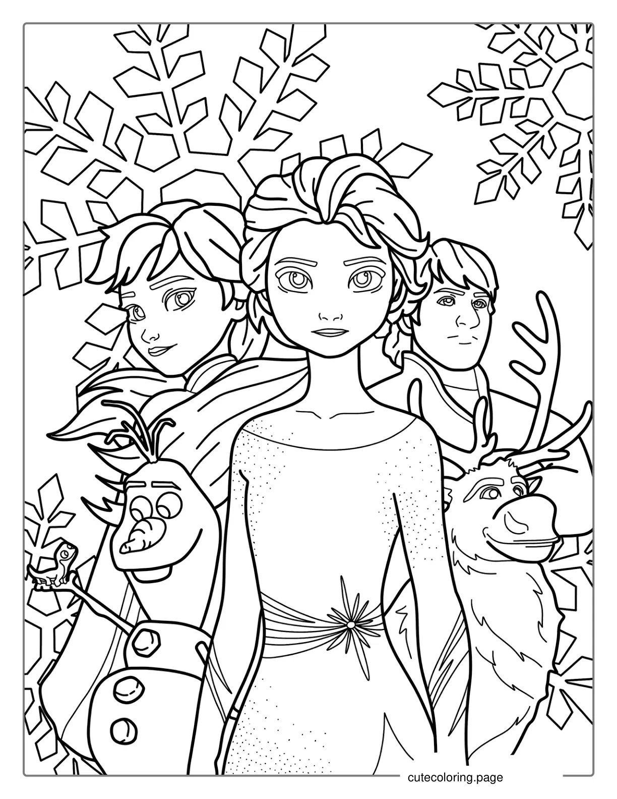 Elsa Anna Sven Olaf And Kristoff coloring page