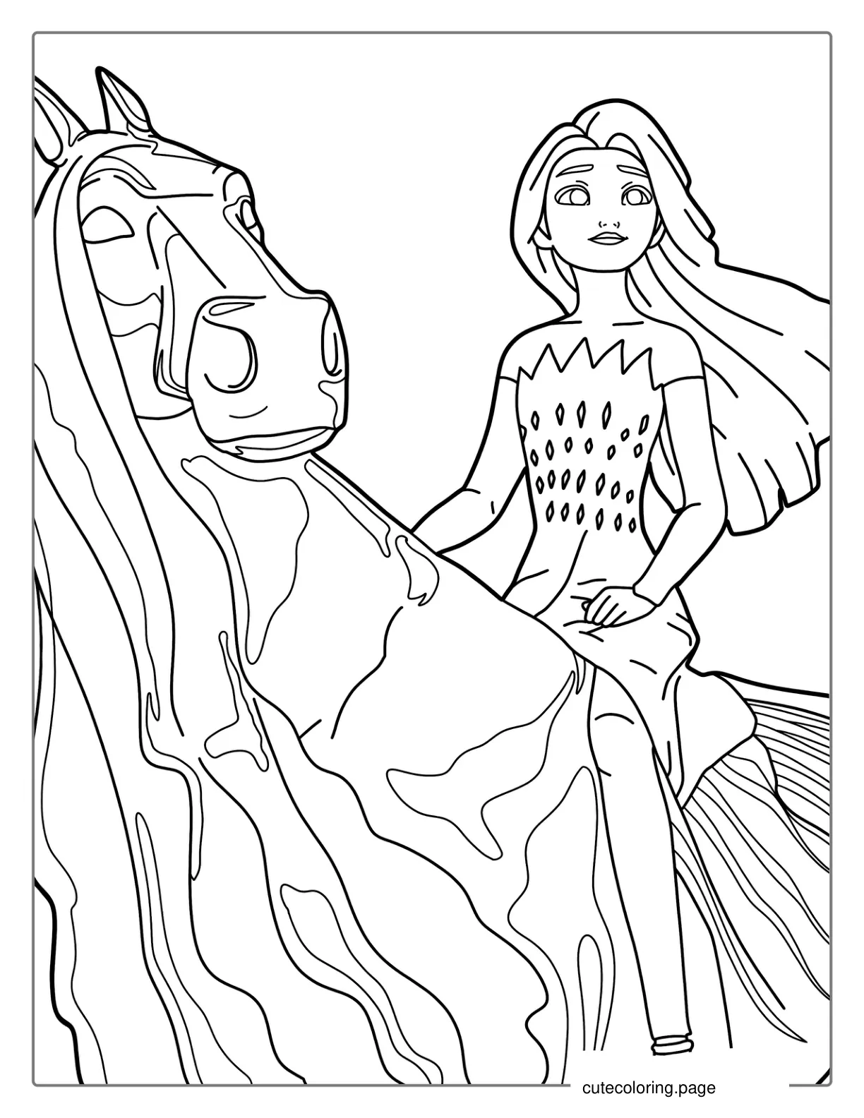 Elsa Riding Water Horse The Nokk Coloring coloring page