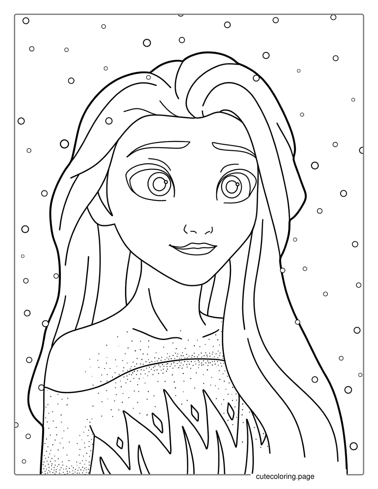 Elsa Smiling While Snowing To Color coloring page