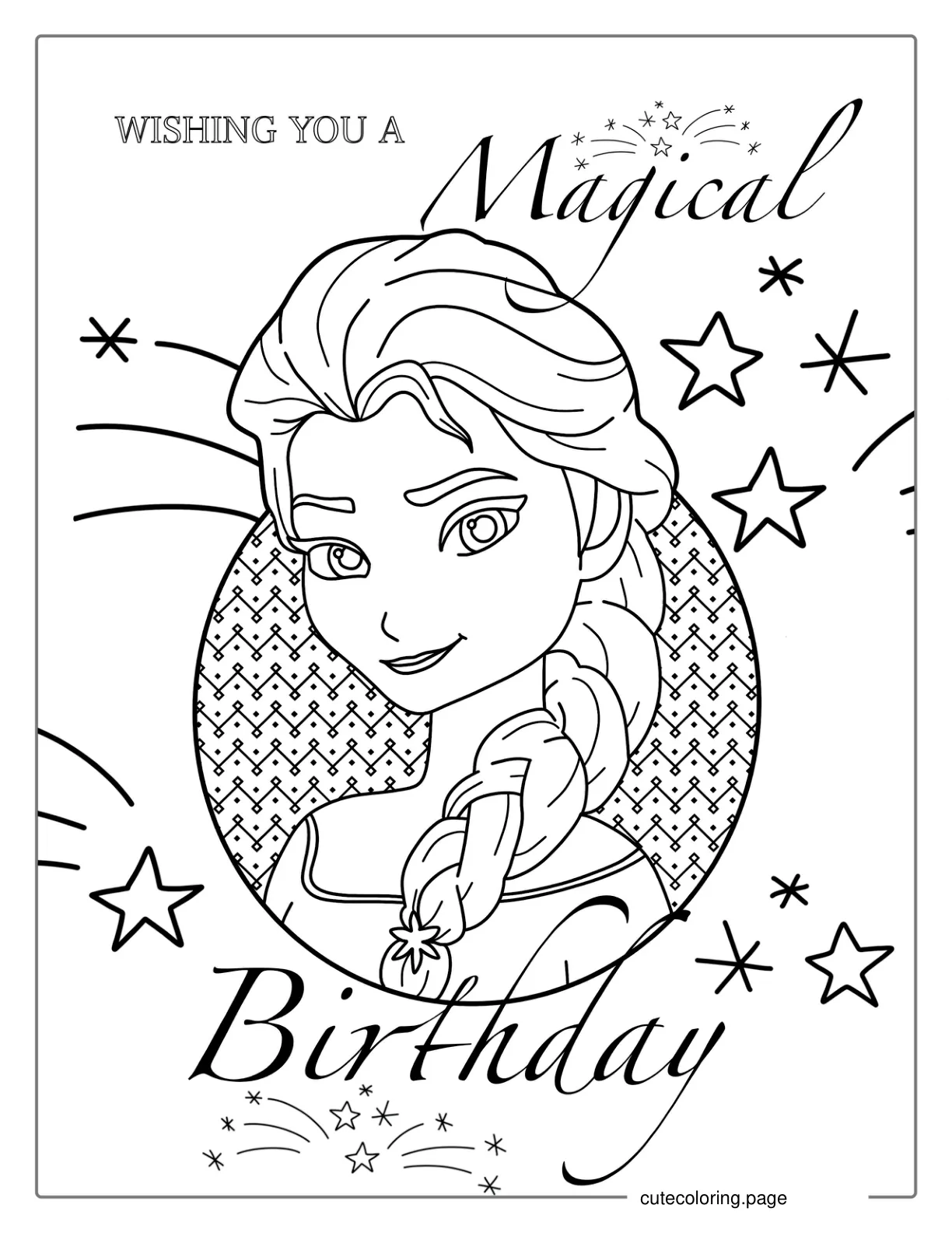 Happy Birthday Elsa Coloring Sheet coloring page