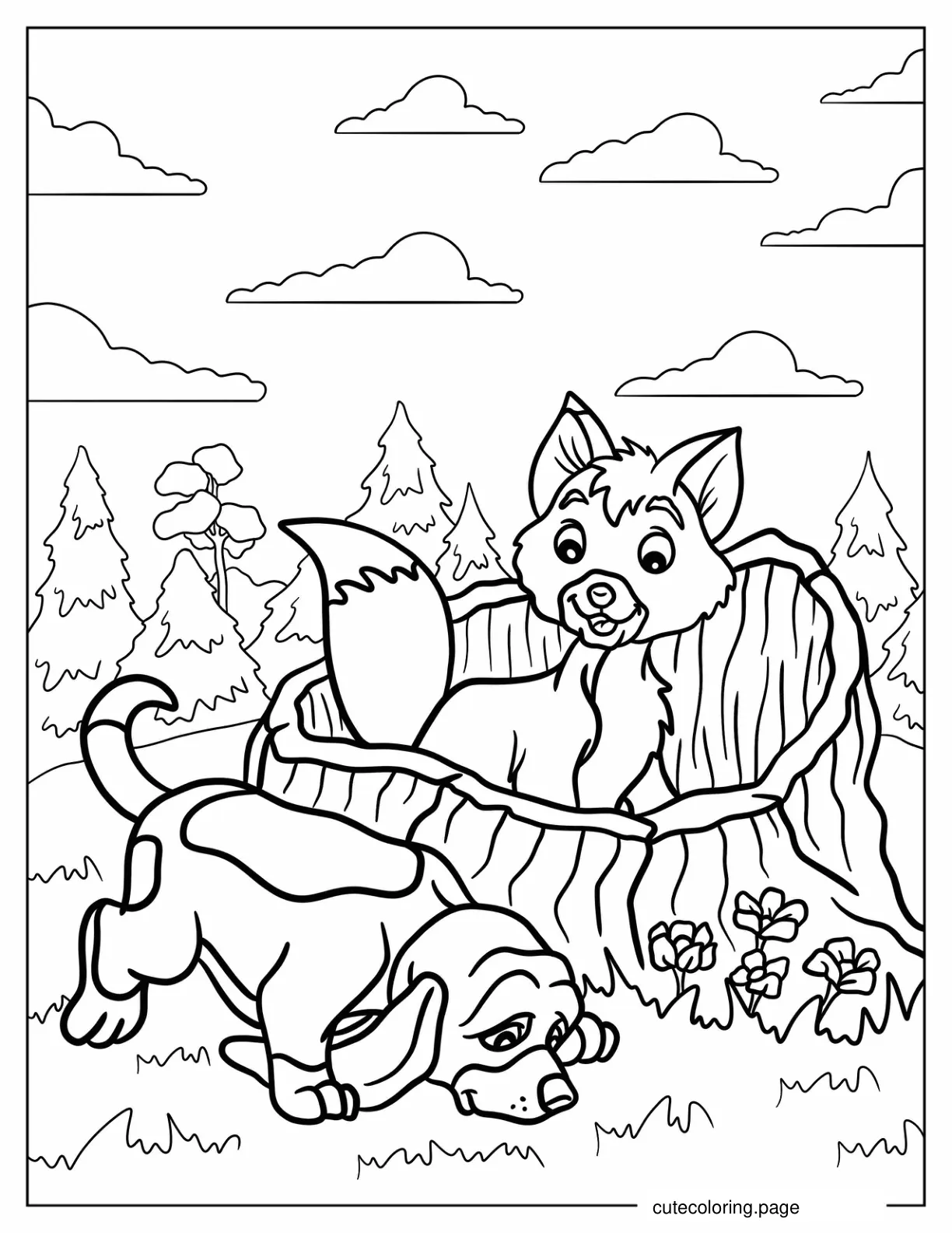 Copper Sniffing Out Todd Coloring Page coloring page