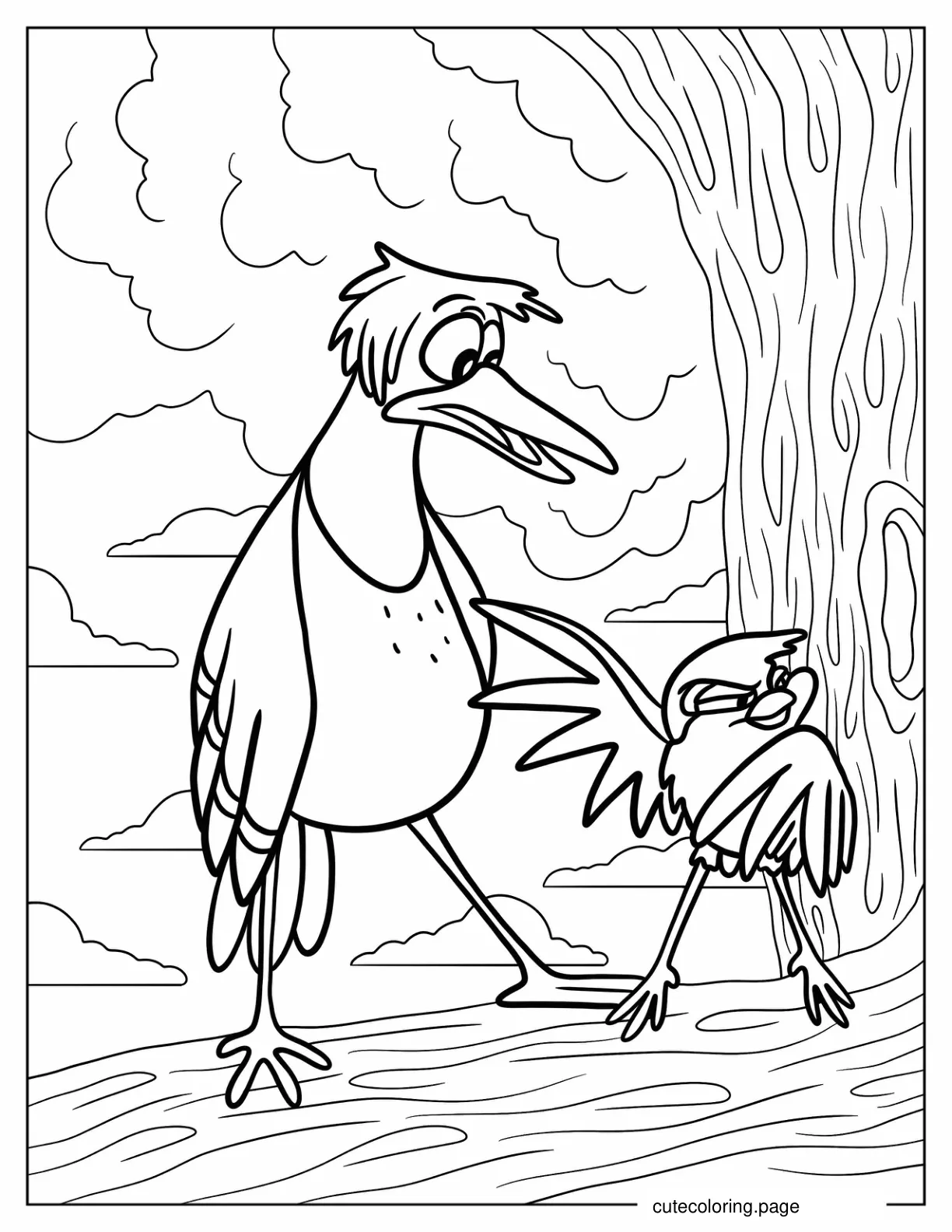 Dinky And Boomer On A Tree Coloring Page coloring page