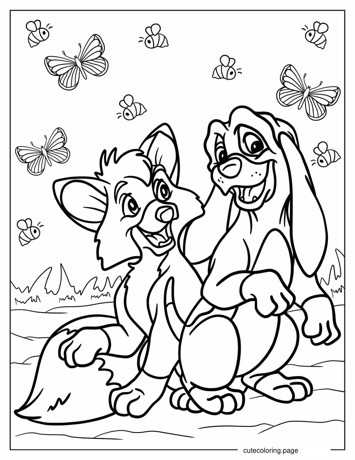 Young Copper And Tod Coloring Sheet For Kids coloring page