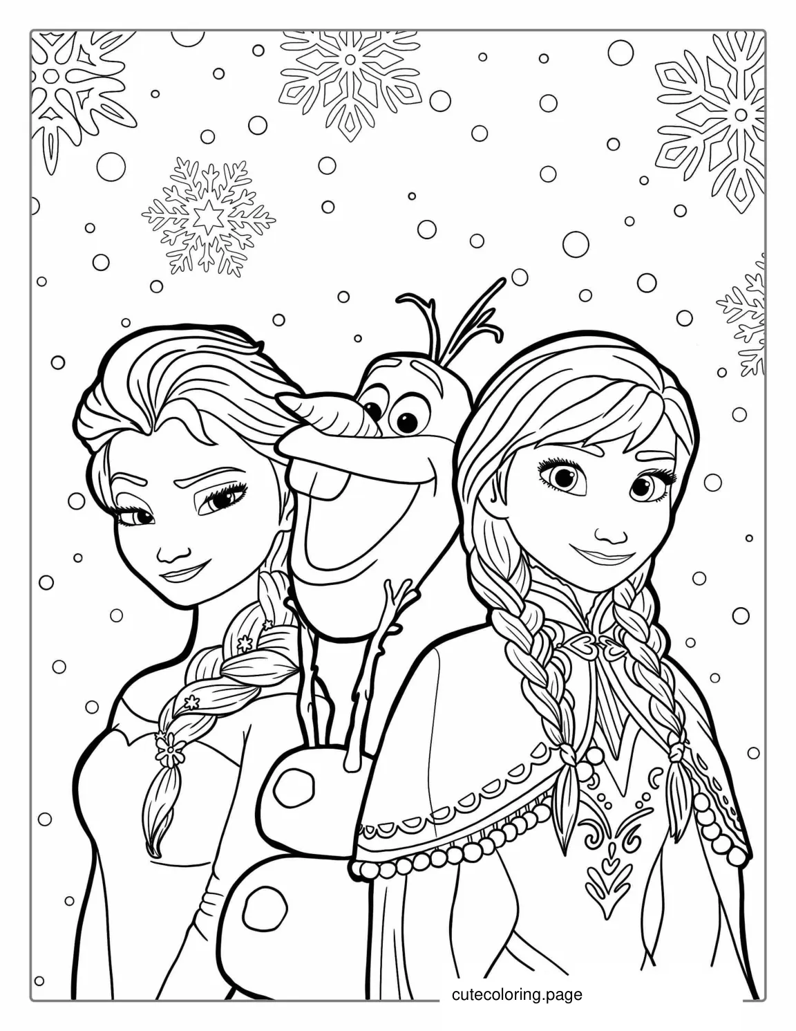 Elsa Anna And Olaf Coloring Page coloring page