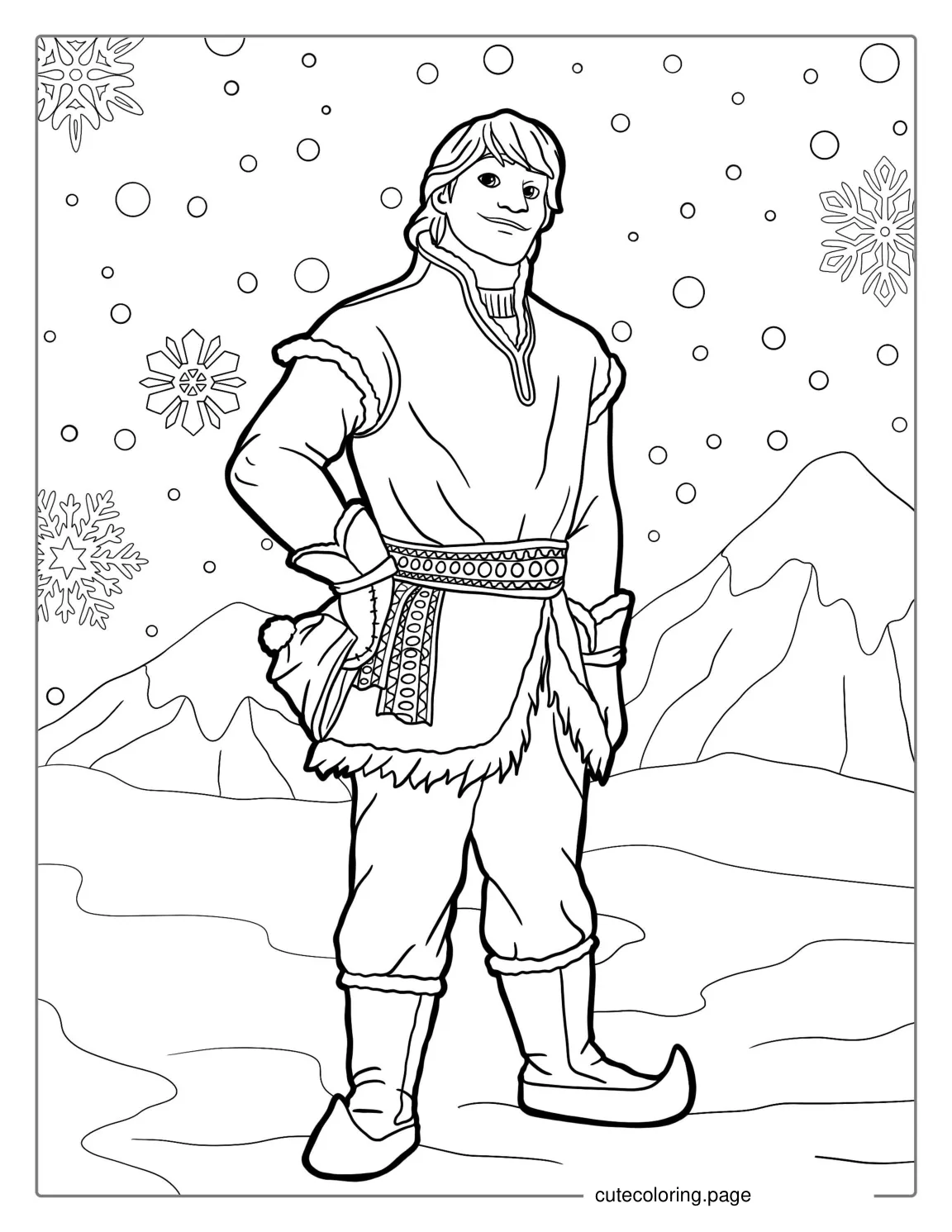 Kristoff In The Snow Coloring Page coloring page