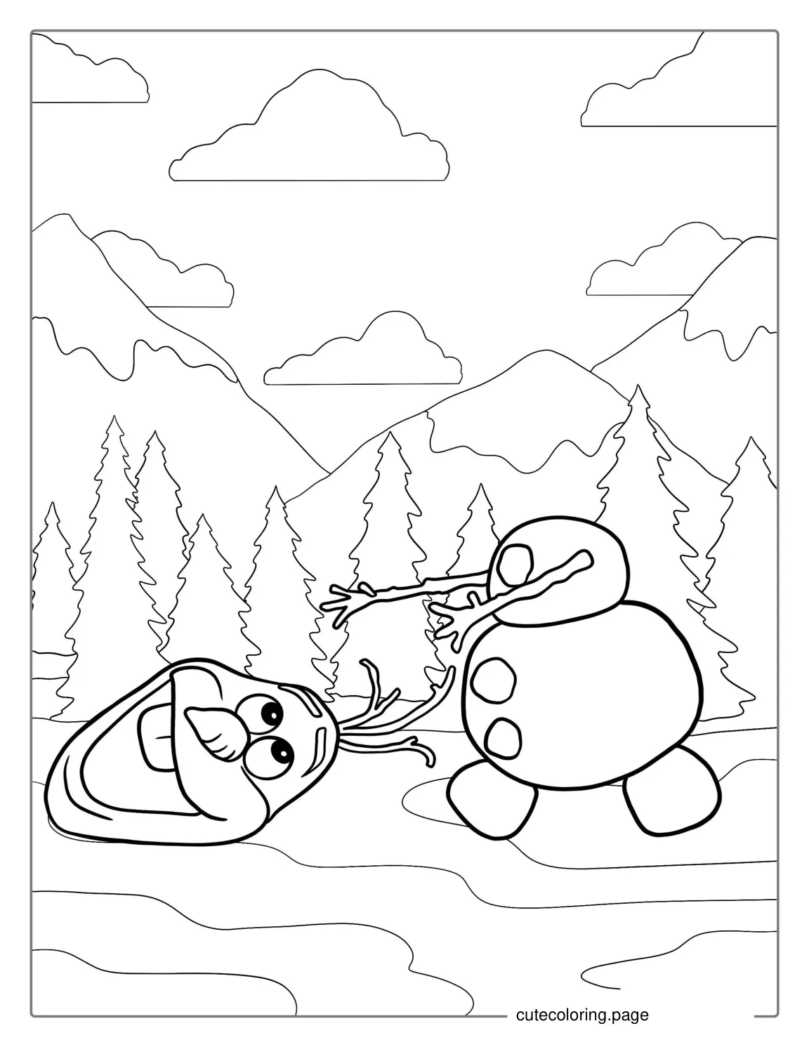 Olaf Snowman Looking For Head To Color coloring page