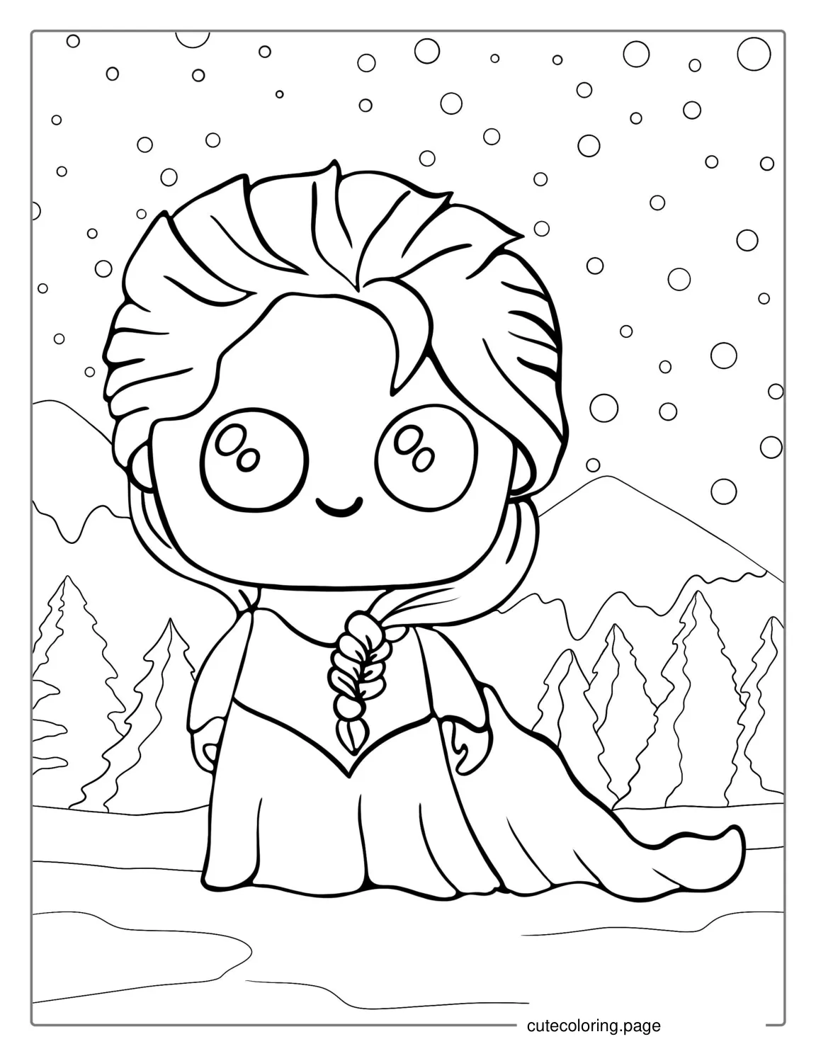 Simple Outline Of Elsa To Color coloring page