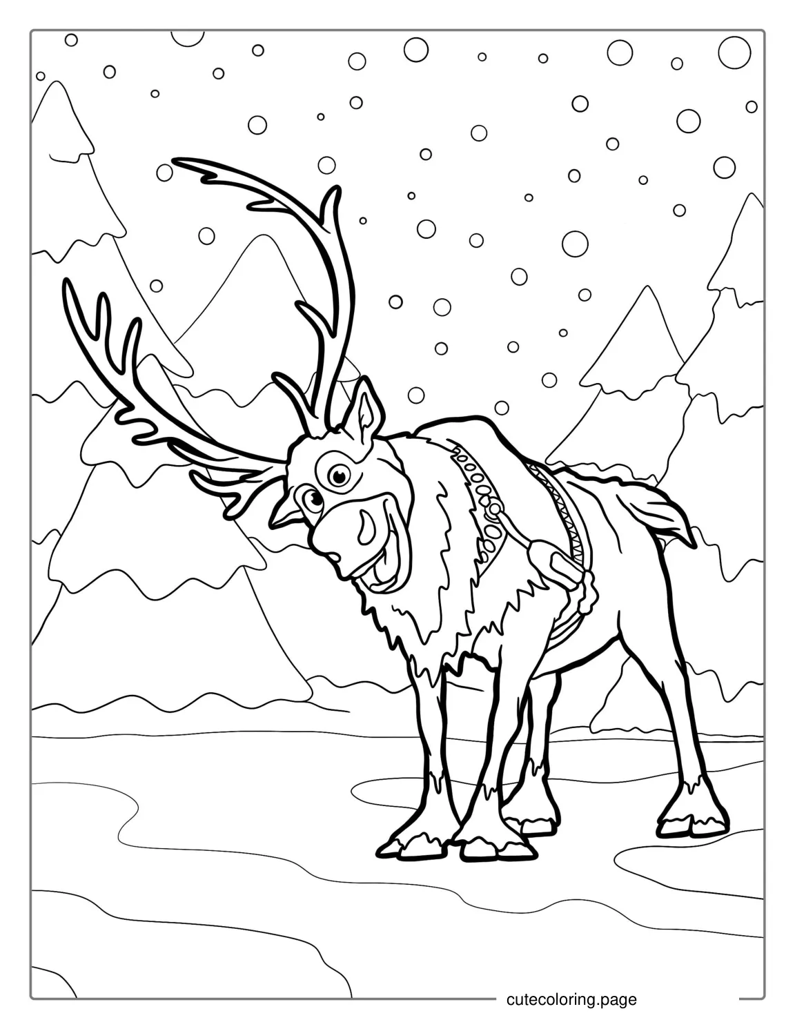 Smiling Sven In The Snow Coloring Page coloring page