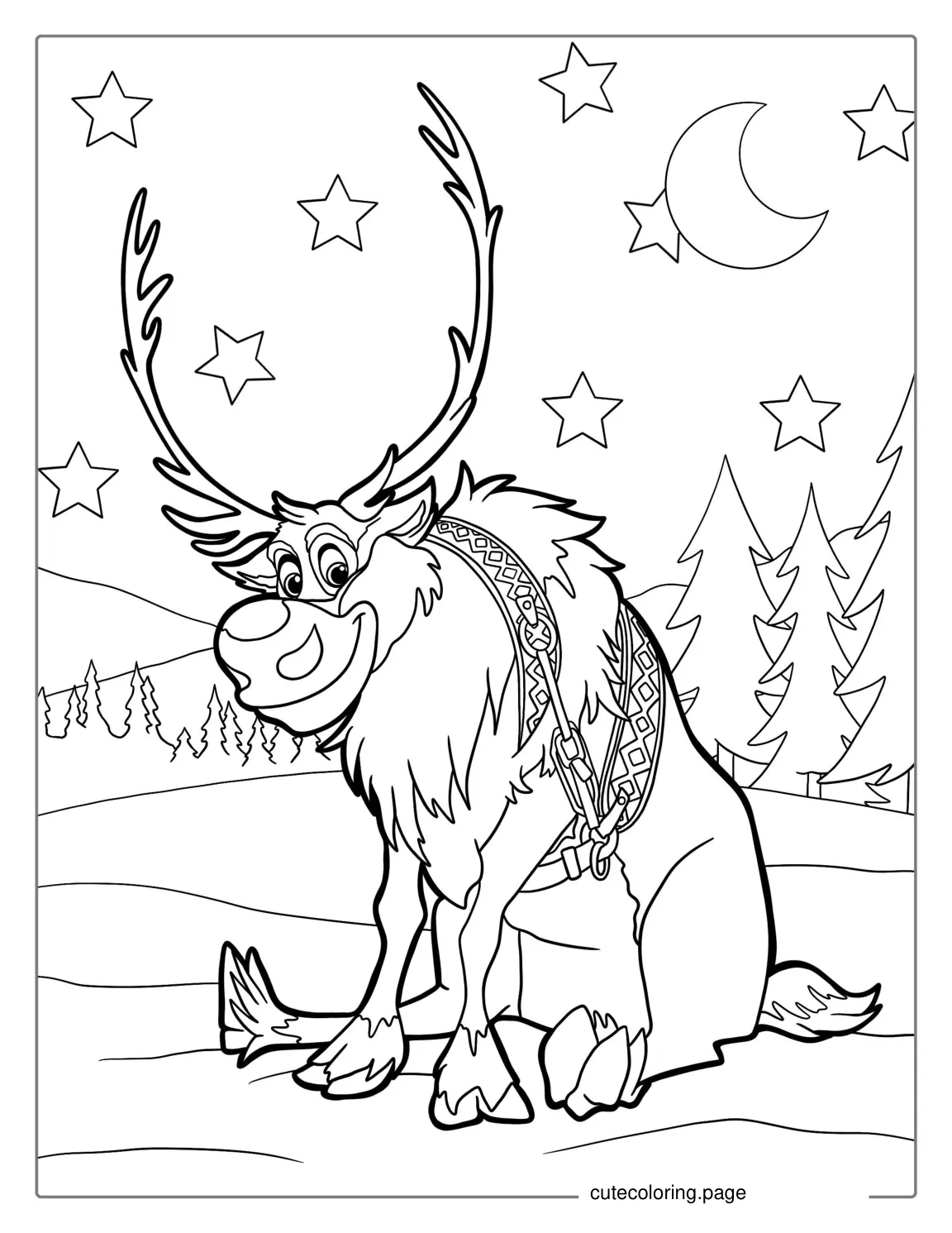 Sven Reindeer Coloring Page coloring page