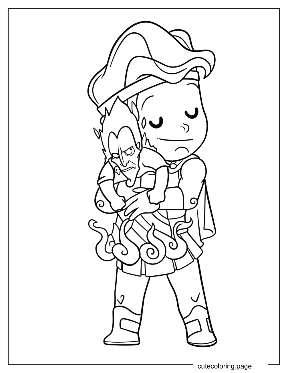 Cute Hercules Embracing Chibi Hades Coloring Sheet For Kids coloring page