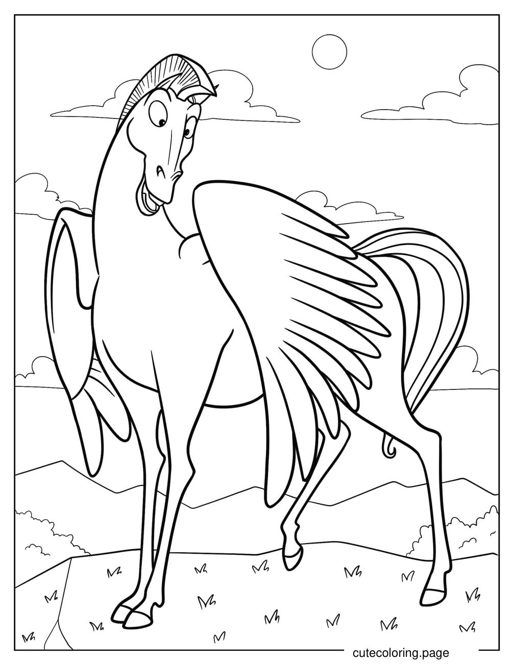 Easy Pegasus Hercules Coloring Sheet For Kids coloring page