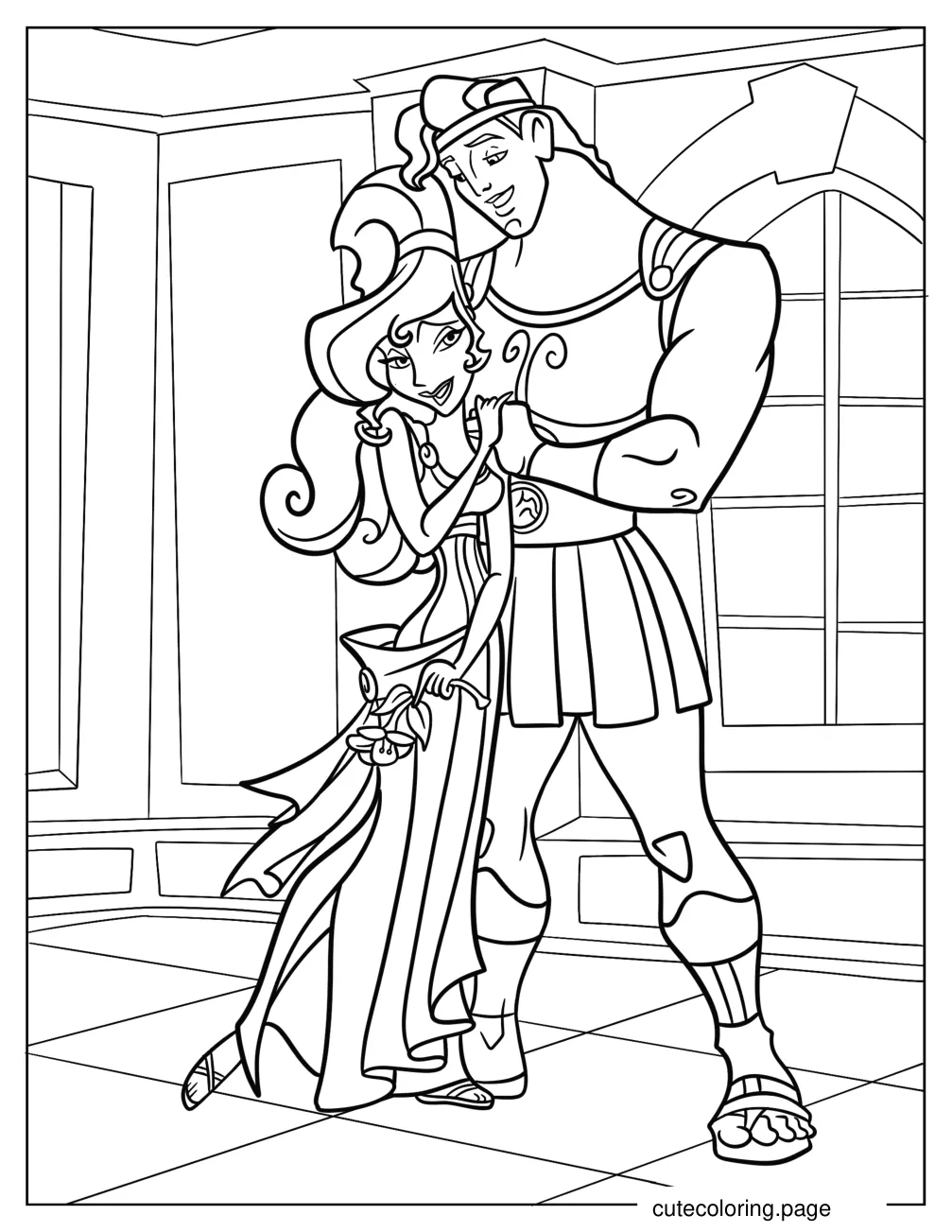 Hercules And Meg In Love Coloring Page coloring page