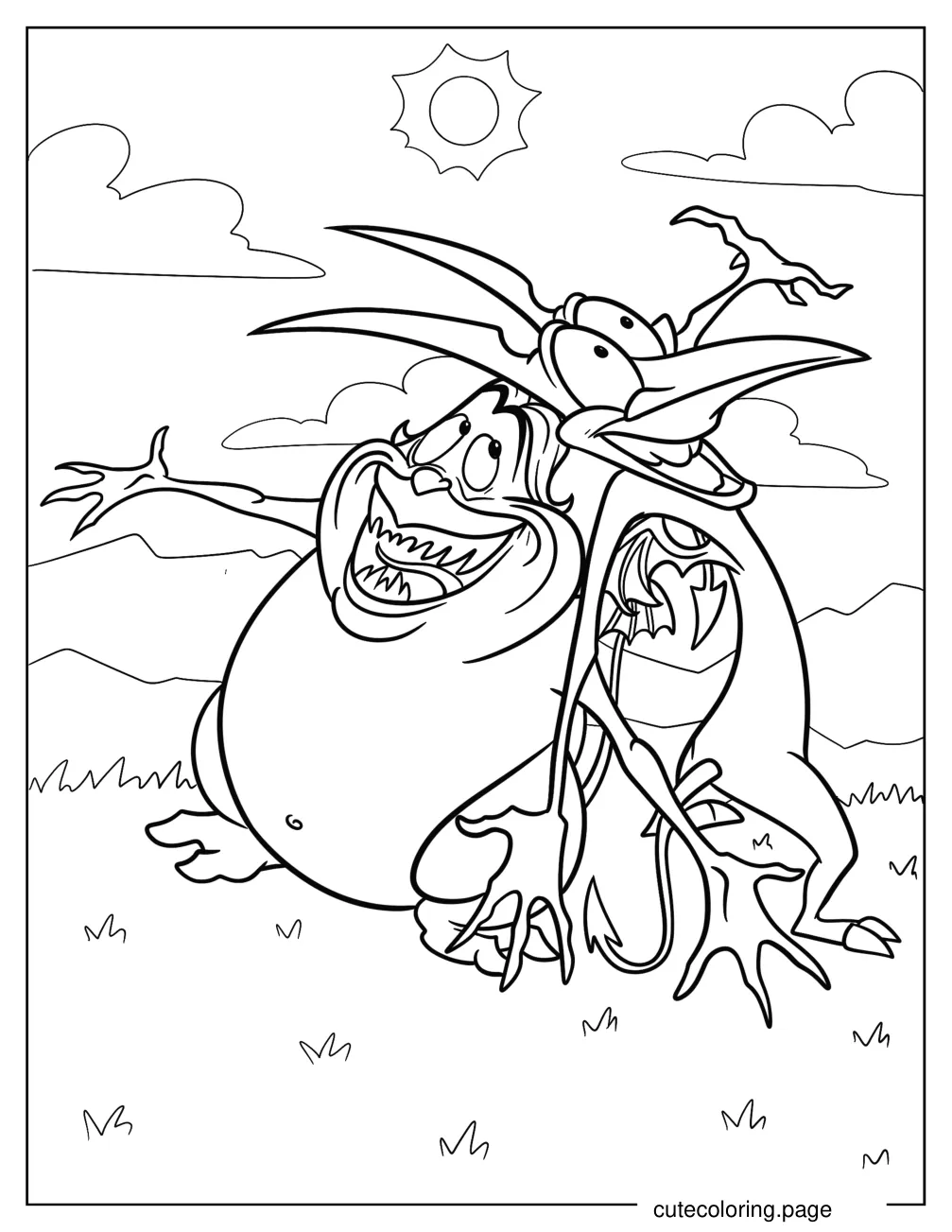 Kawaii Pain And Panic Coloring Page For Preschoolers coloring page