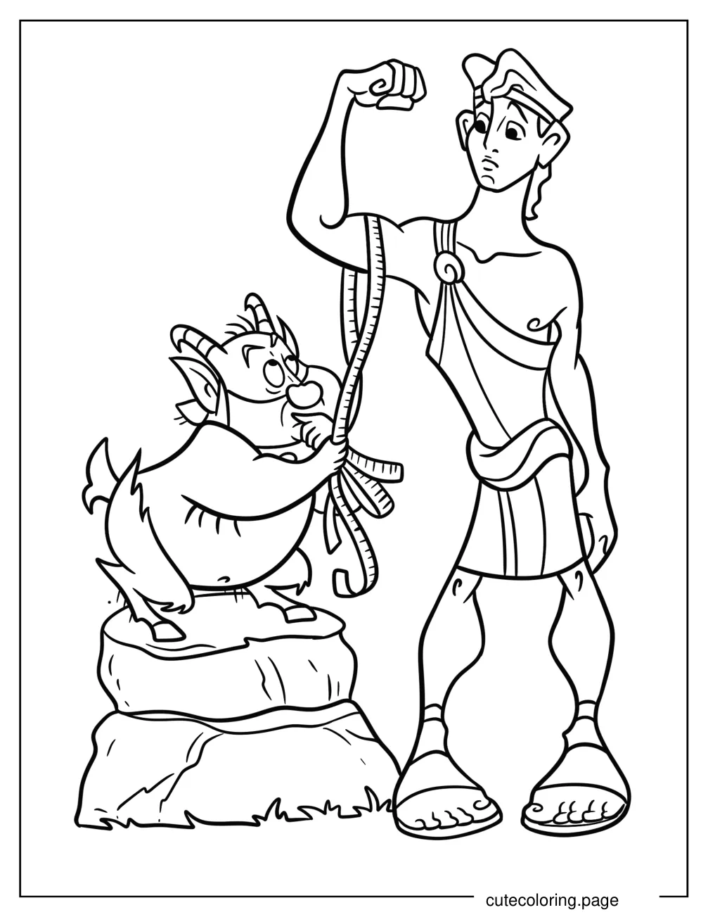 Phil Measuring The Biceps Of Young Hercules Coloring Page coloring page