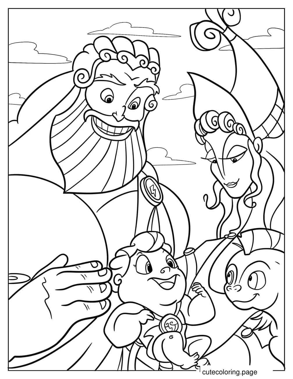 Zeus And Alcmene Doting On Zeus And Pegasus coloring page