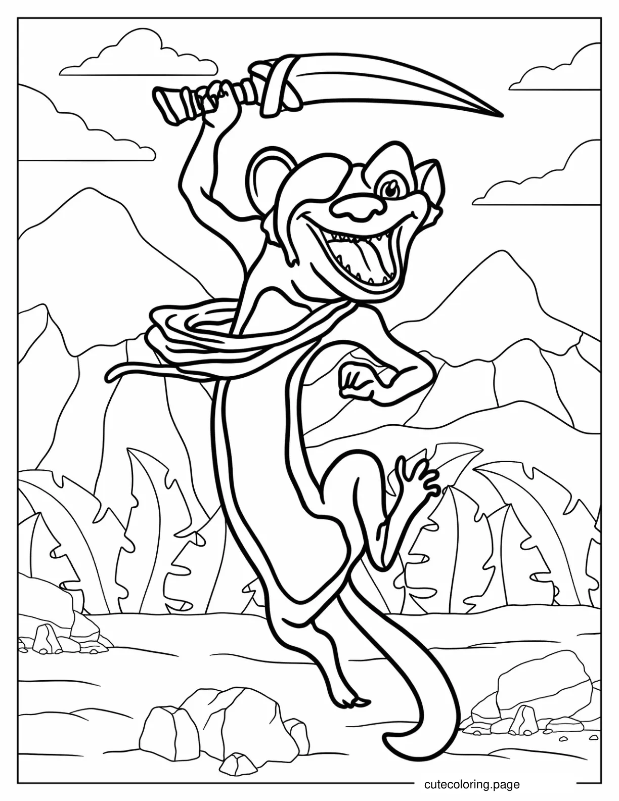 Ice Age Buck Holding Knife Coloring Page coloring page