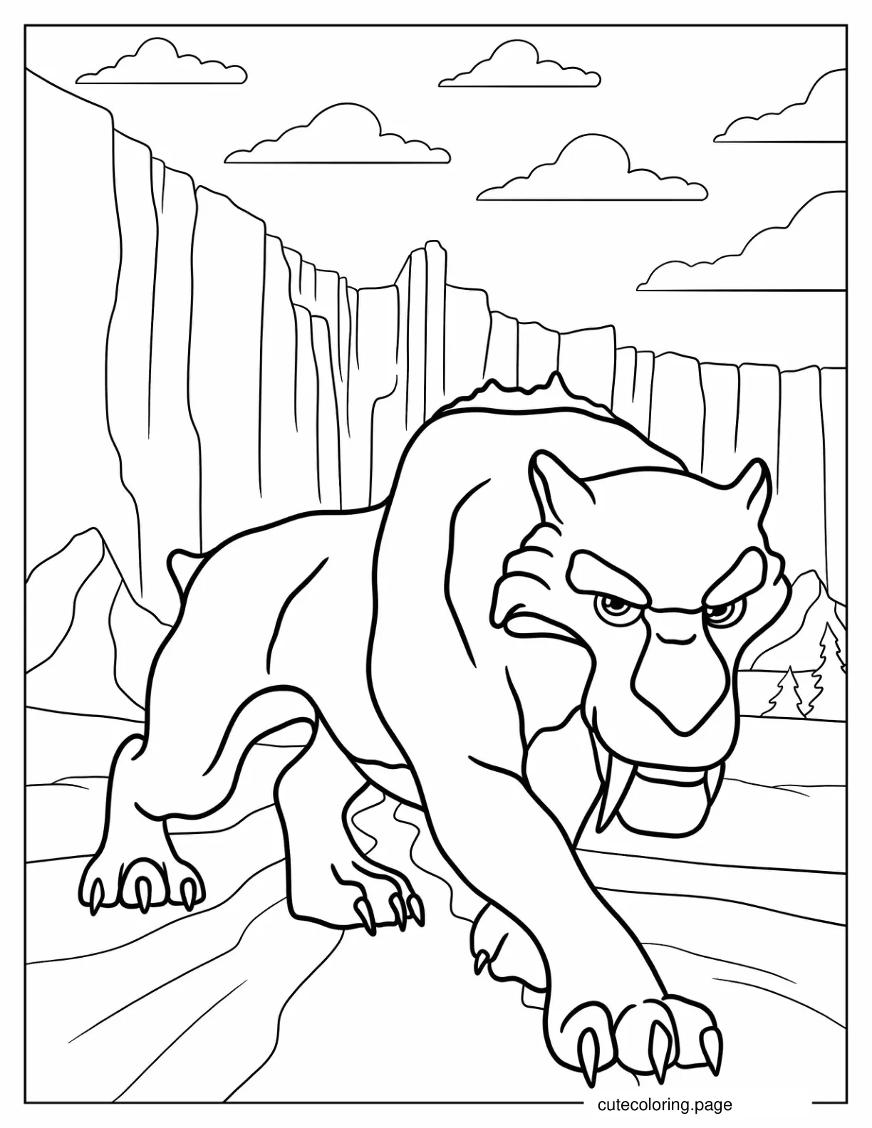 Ice Age Diego Approaching Prey Coloring Sheet coloring page