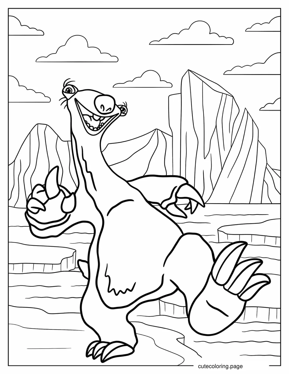 Ice Age Sid Walking On Ice coloring page