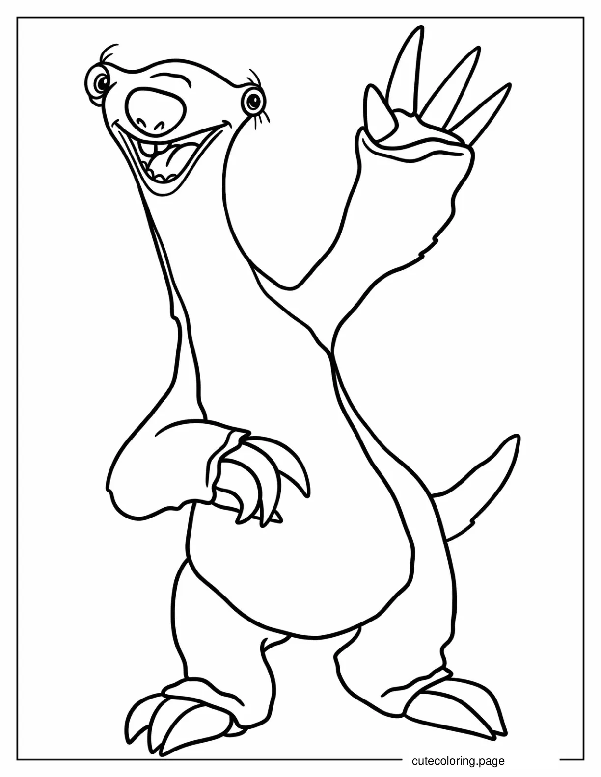 Simple Outline Of Sid Waving Coloring Sheet For Kids coloring page