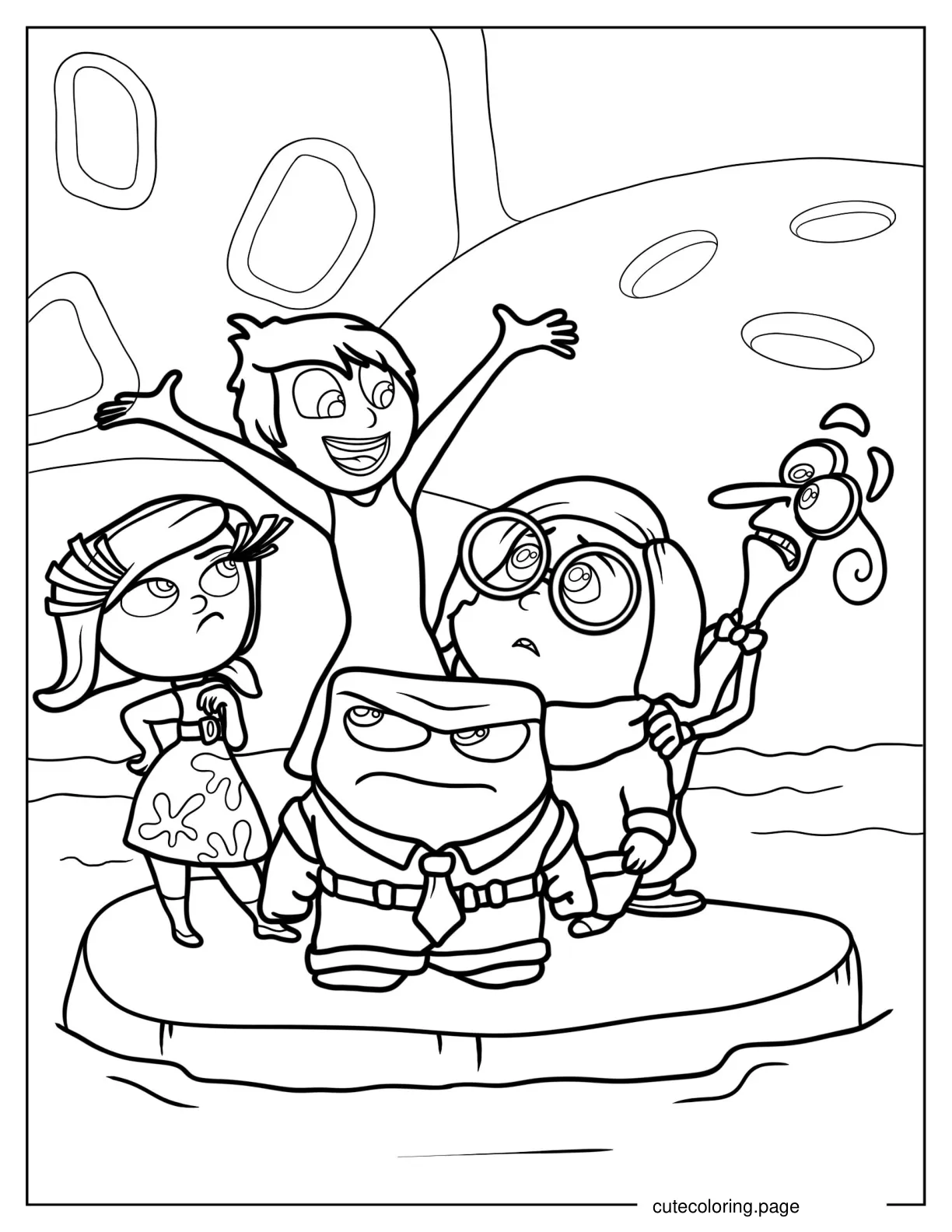 Coloring Page Of Sadness Joy Anger Disgust And Fear coloring page