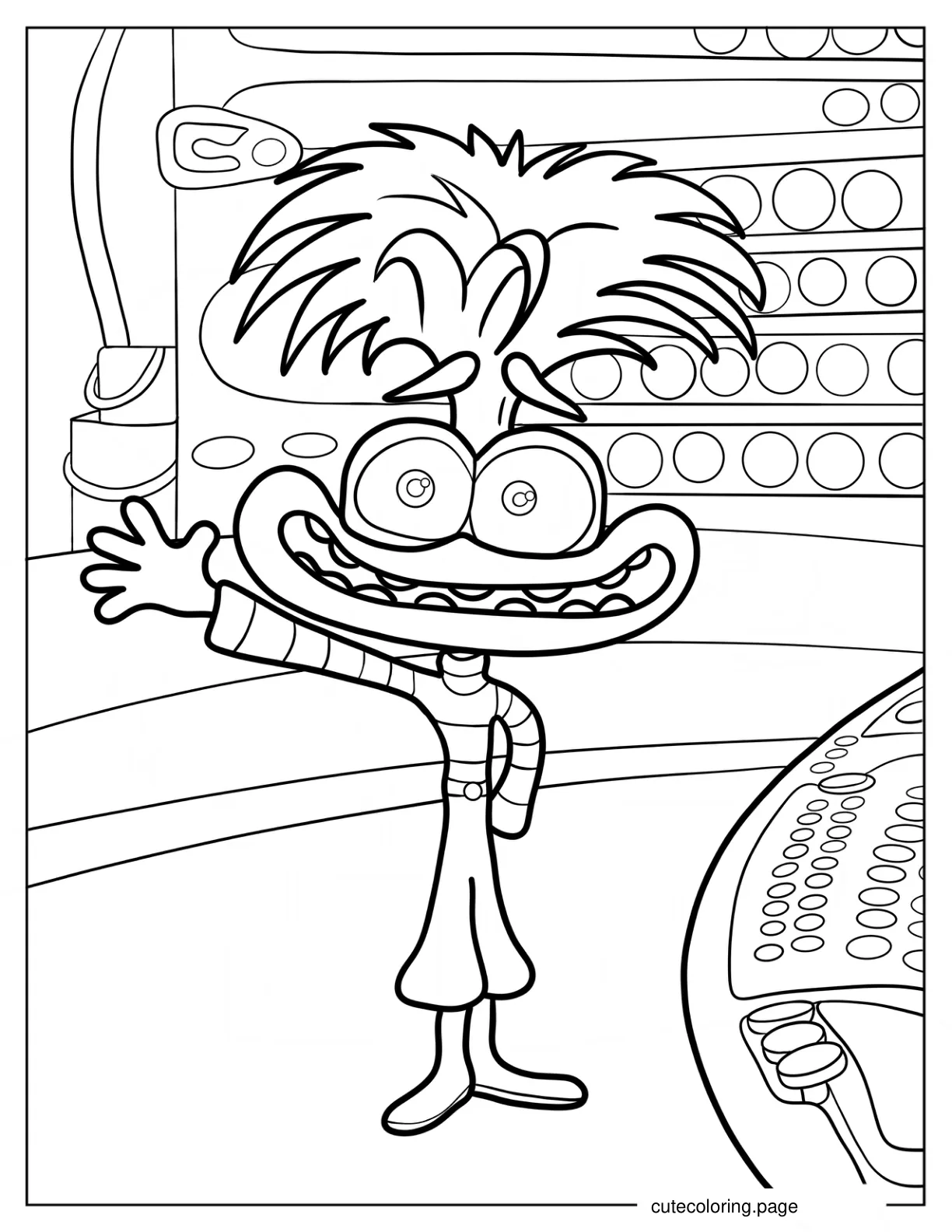 Inside Out 2 Anxiety Waving Coloring Page For Kids coloring page