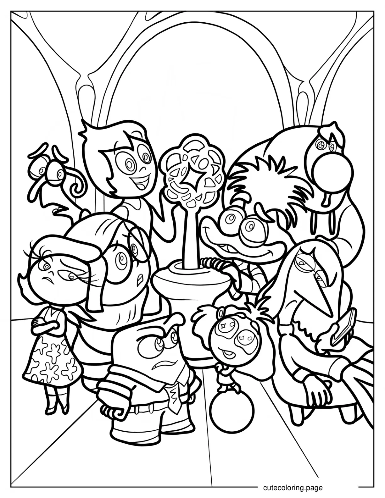 Inside Out 2 Emotions Surrounding Riley_s Sense Of Self coloring page