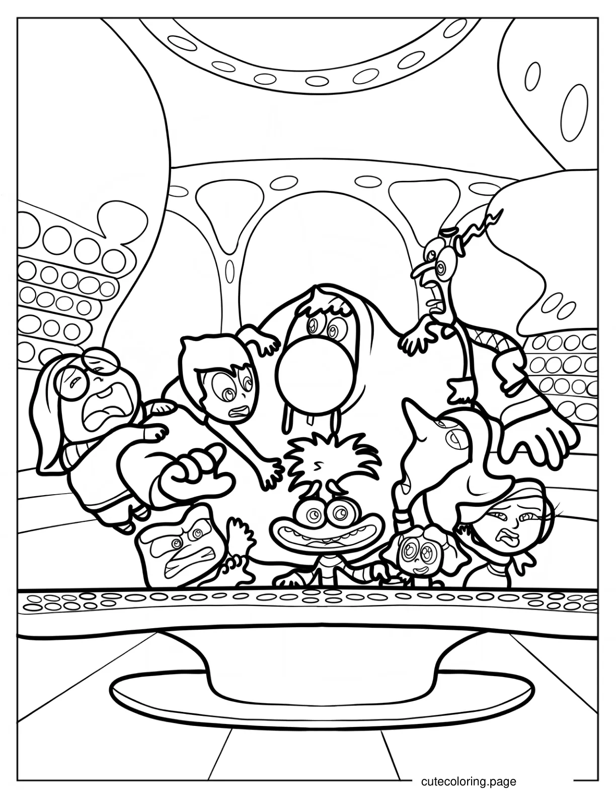 Inside Out 2 Joy Sadness Fear Anger Disgust Ennui Anxiety Fear And Envy coloring page