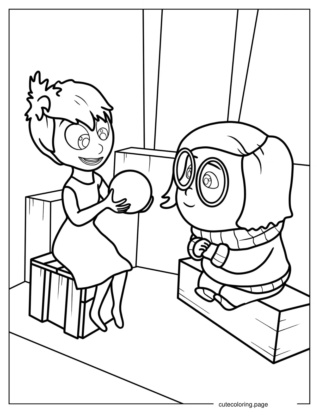 Joy Handing Orb To Sadness To Color coloring page