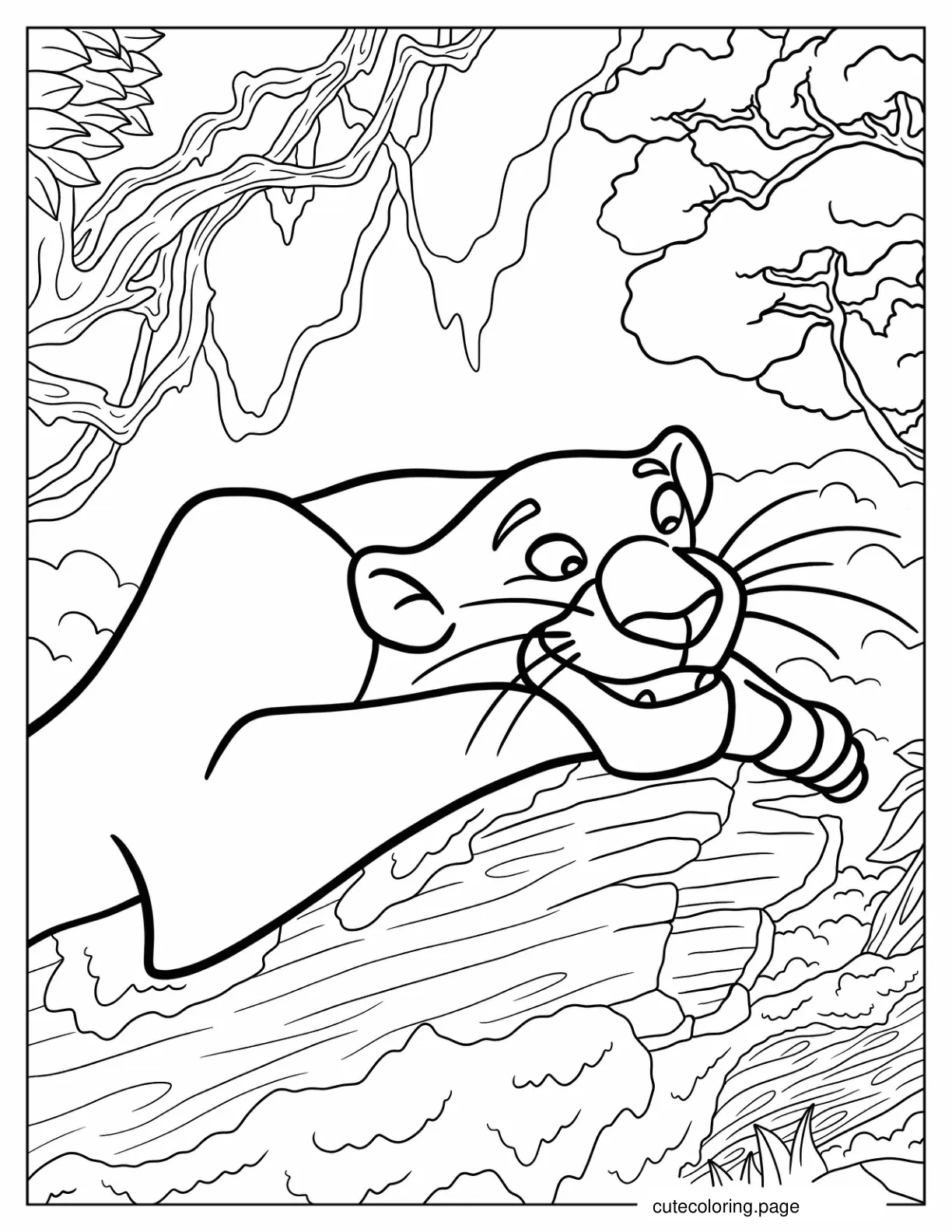 Bagheera Resting On Rock Jungle Book coloring page