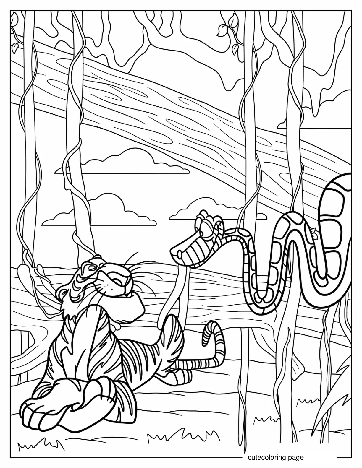 Jungle Book Shere Khan And Kaa Talking Coloring Page coloring page