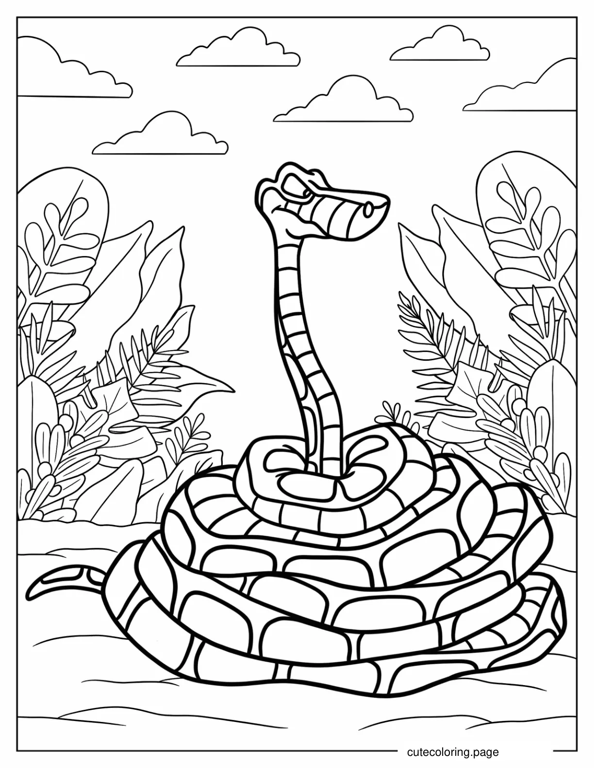 Kaa The Snake In A Coil Coloring Page coloring page