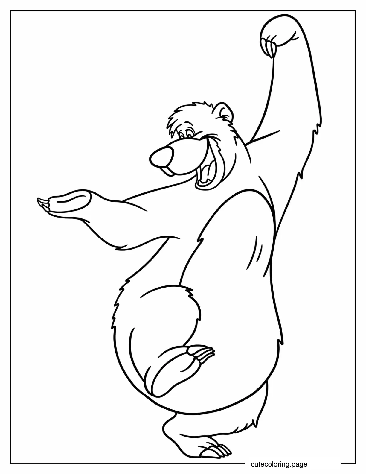 Simple Baloo In Kung Fu Pose Coloring Page For Kids coloring page