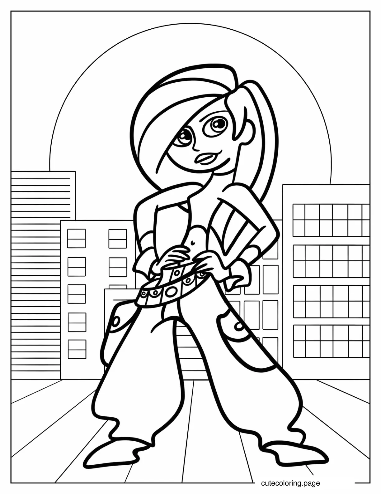 Cute Kim Possible In The City Coloring Page For Kids coloring page