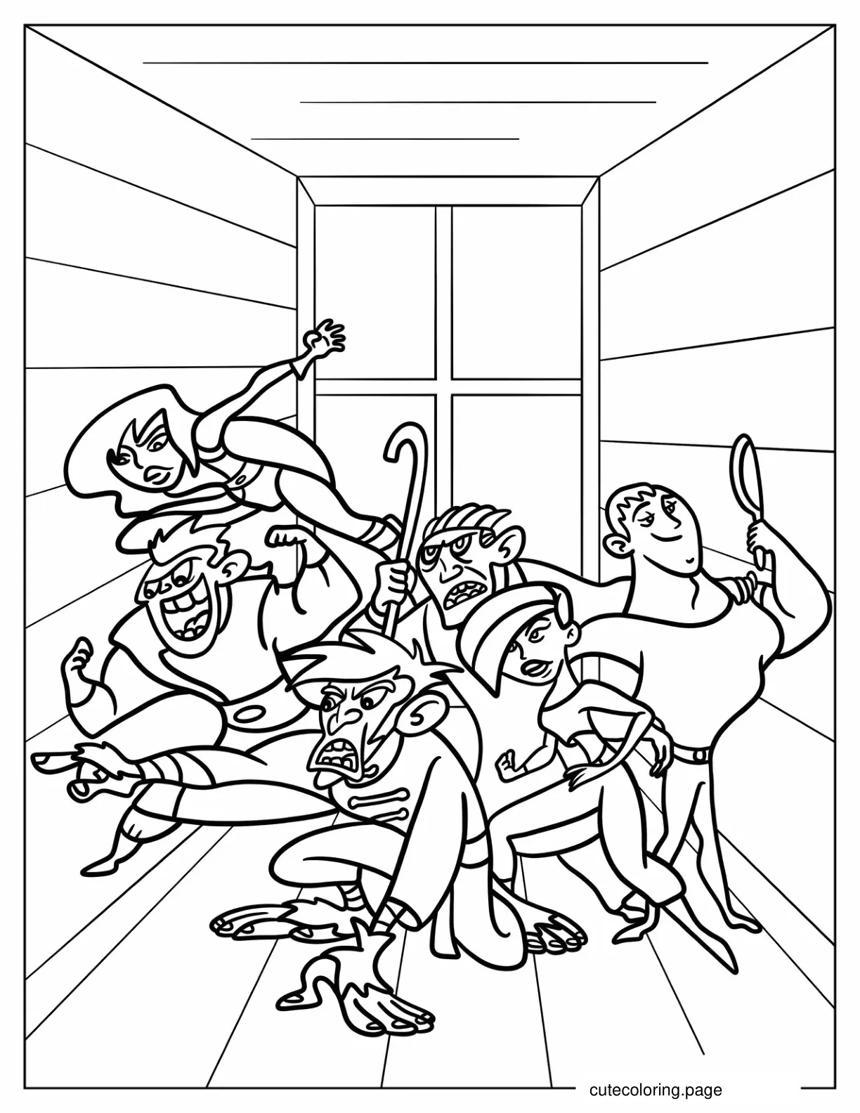 Dr. Drakken Shego Monkey Fist Senor Senior Jr. And Other Kim Possible Villains coloring page