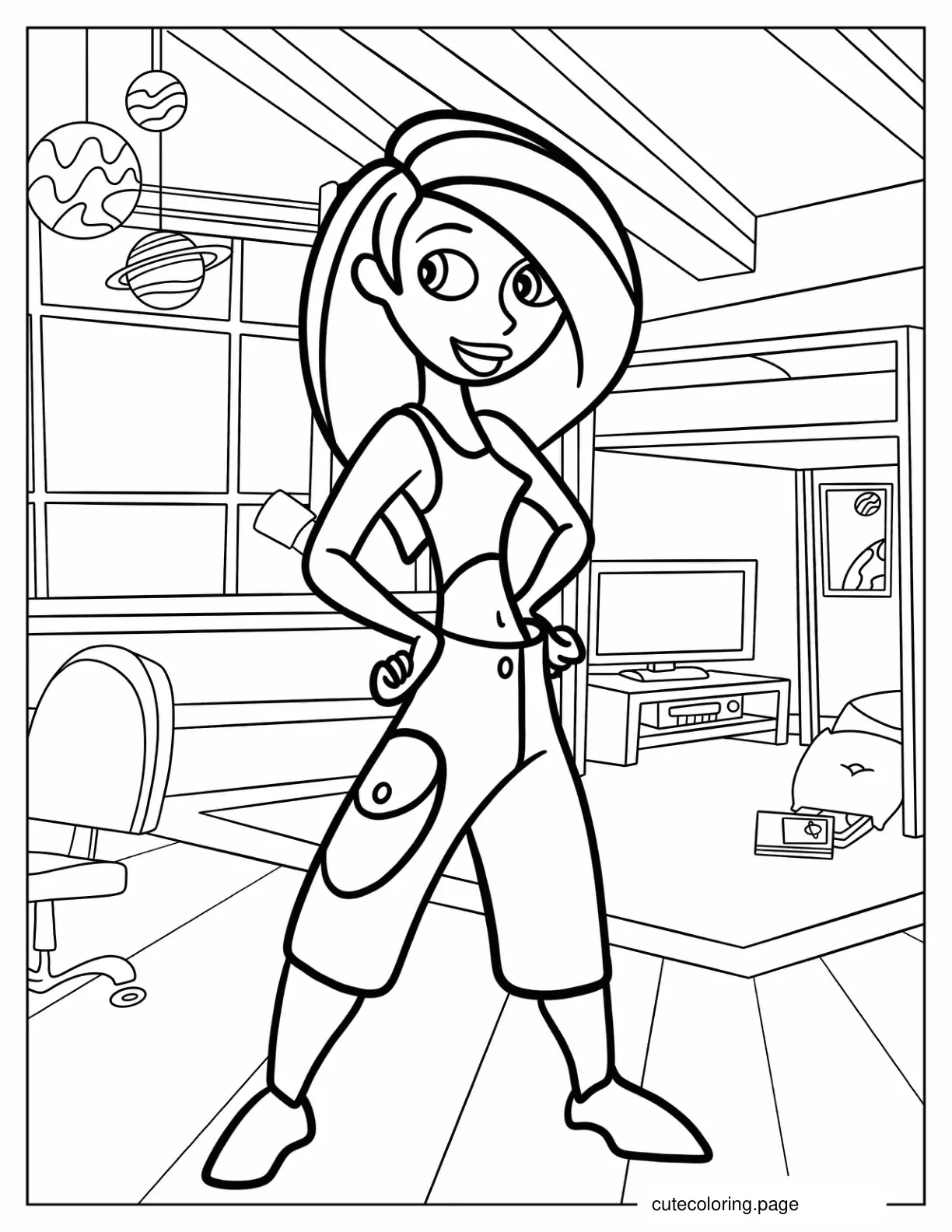 Kim Possible In Casual Clothes coloring page