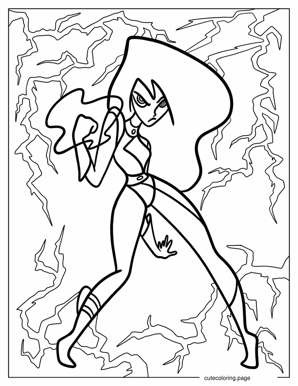 Shego In Fighting Pose Coloring Page For Kids coloring page