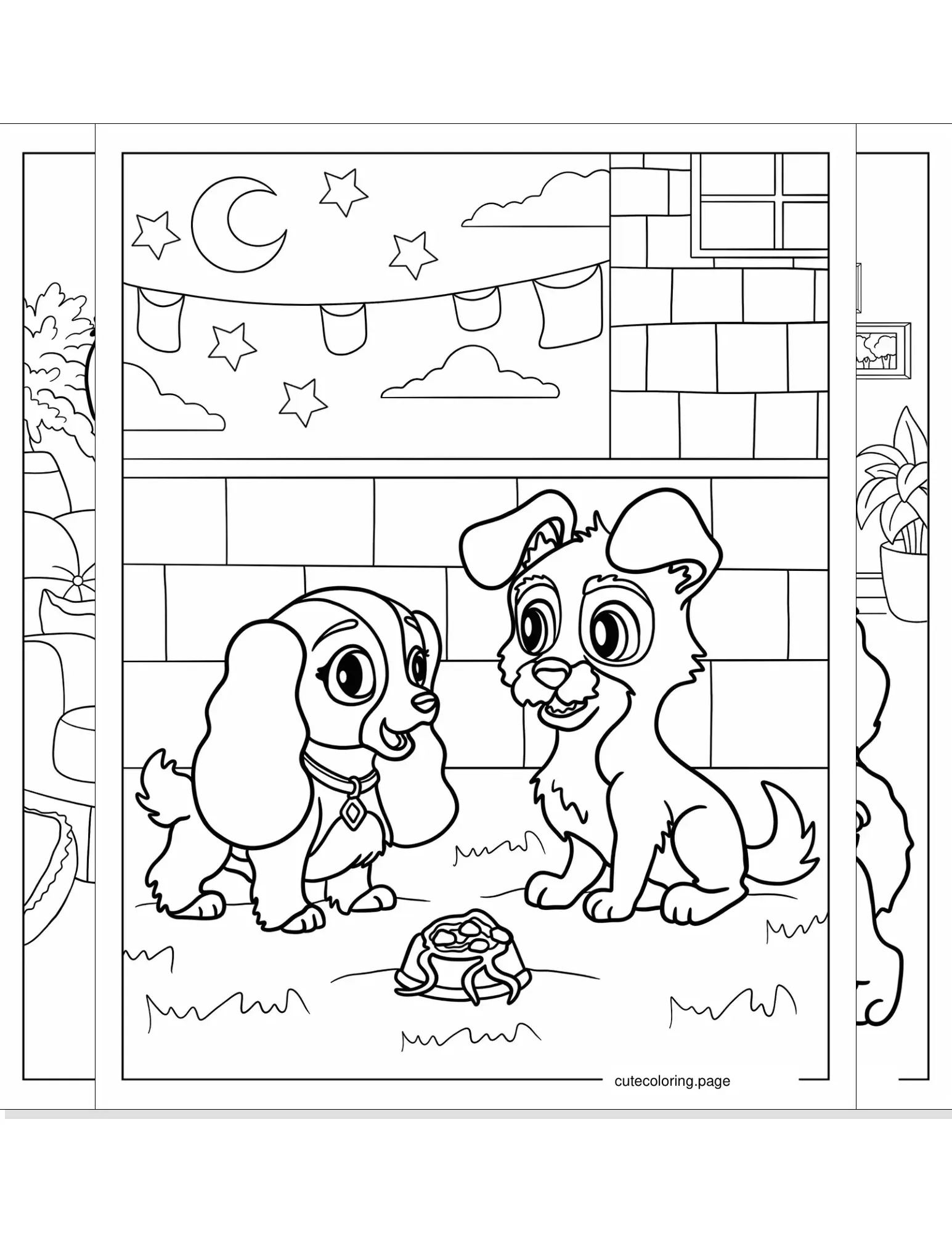 lady and the tramp coloring pages coloring page