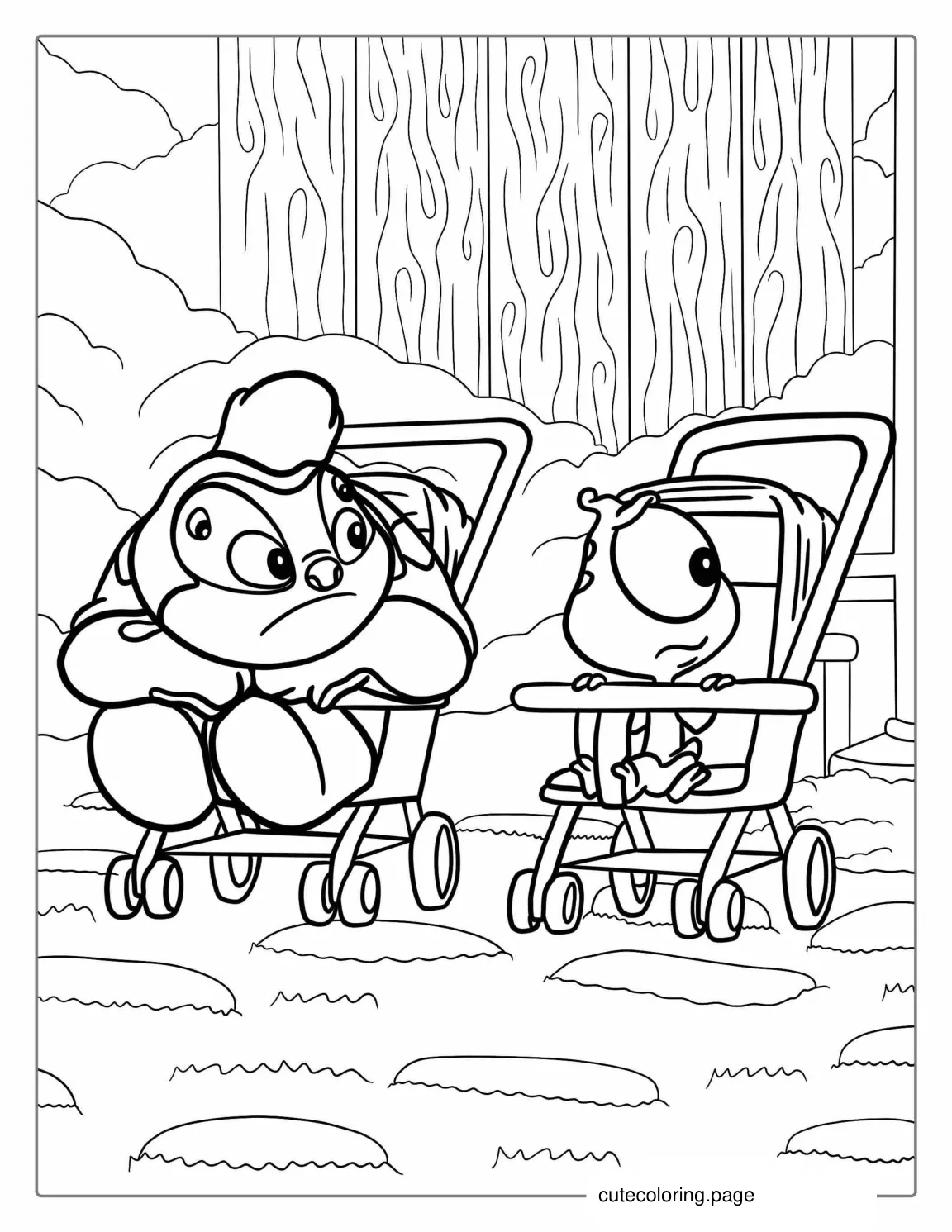 Baby Pleakley And Jumba Jookiba In Prams To Color coloring page