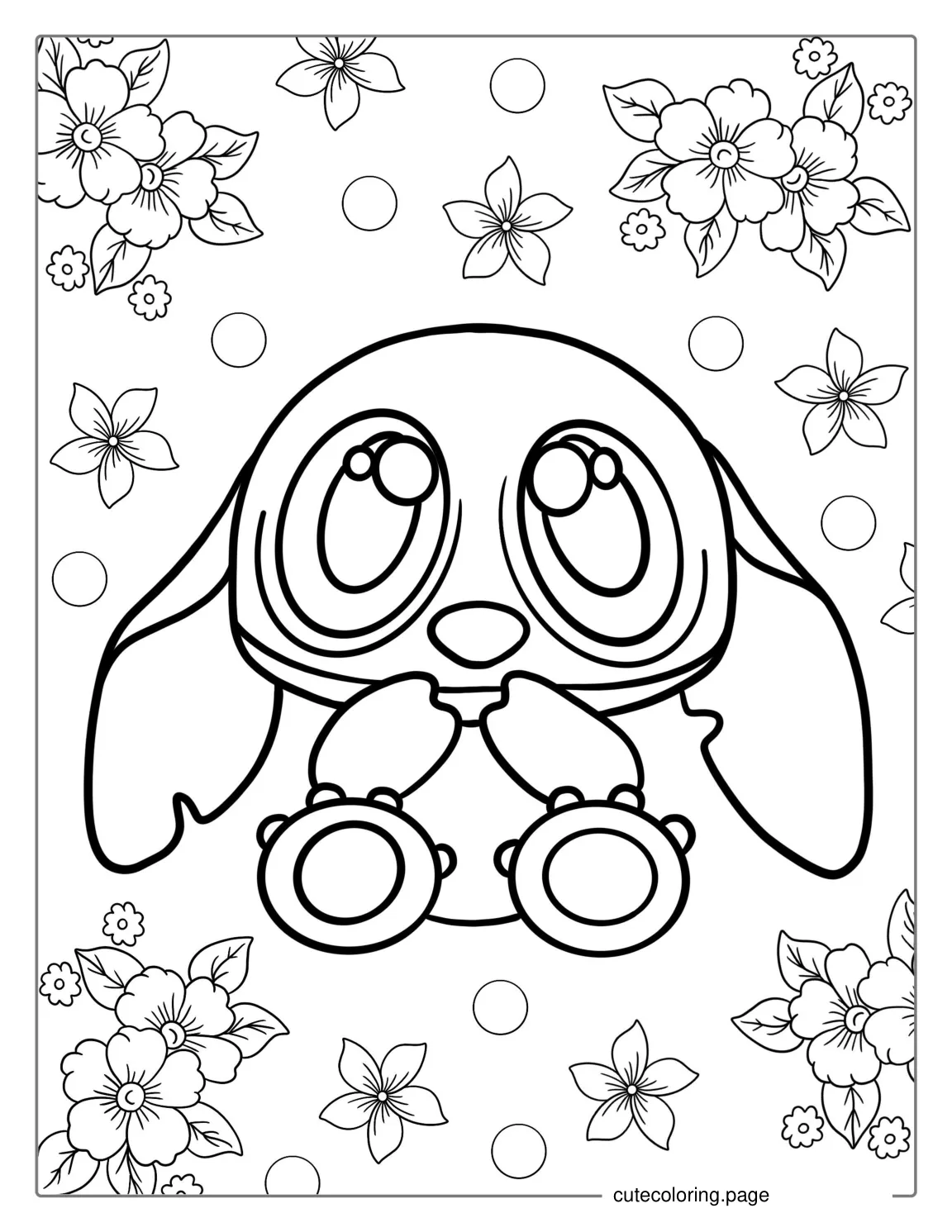 Kawaii Themed Stitch Coloring Sheet For Kids coloring page