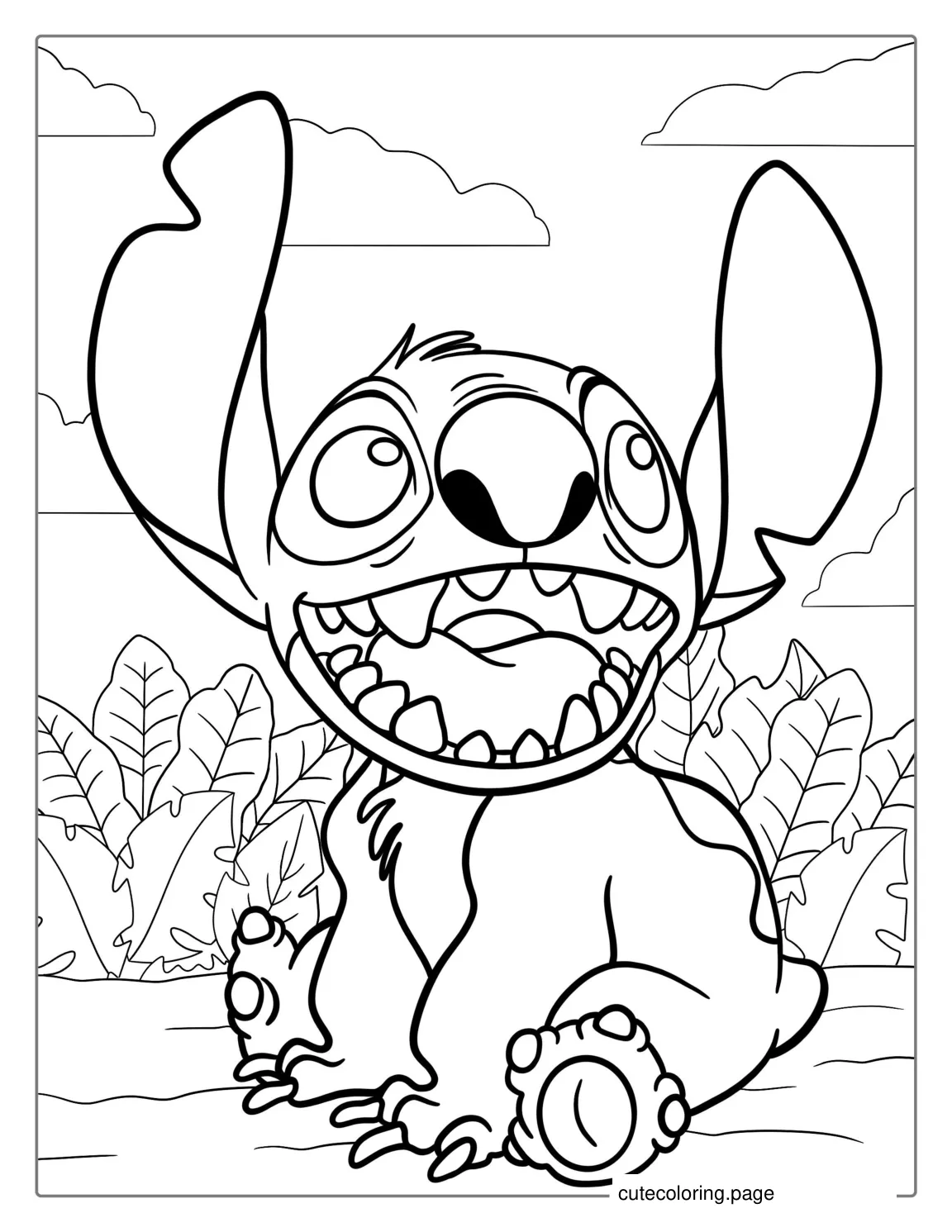 Laughing Stitch Coloring Sheet For Kids coloring page