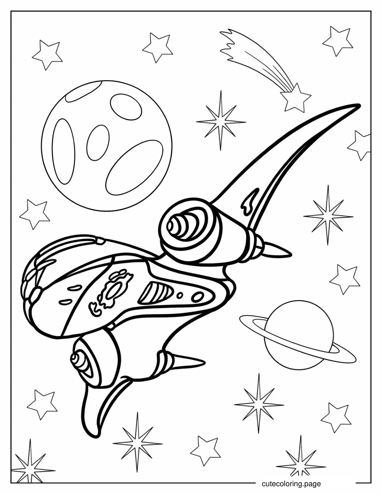 Lilo And Stitch Alien Spaceship In Outer Space coloring page