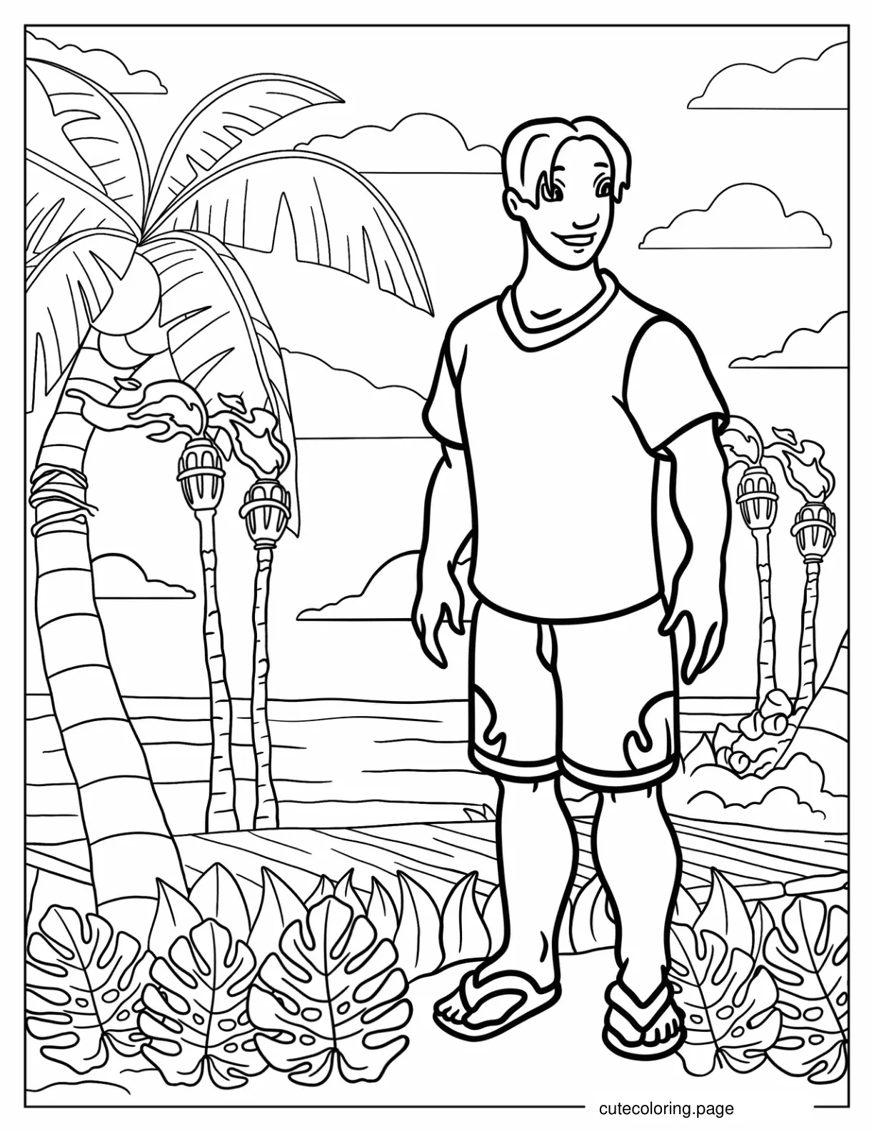 Lilo And Stitch David Kawena Standing By The Sea coloring page