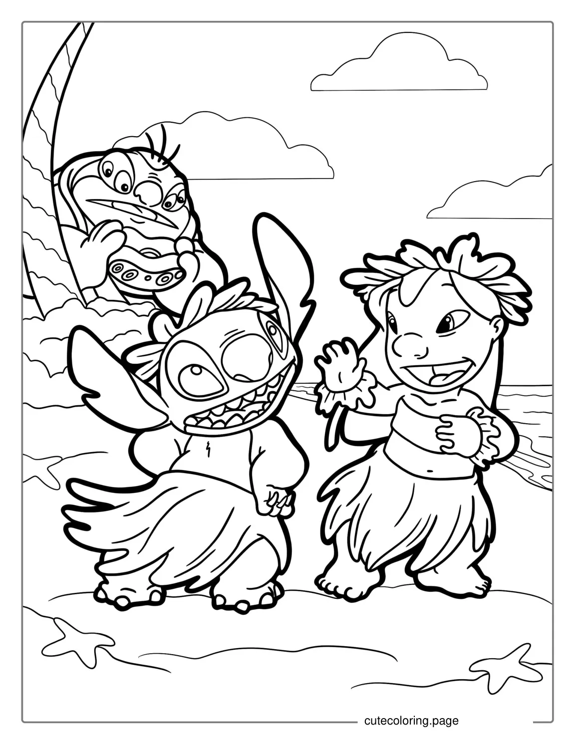 Lilo and Stitch Dancing With Jumba Hiding coloring page