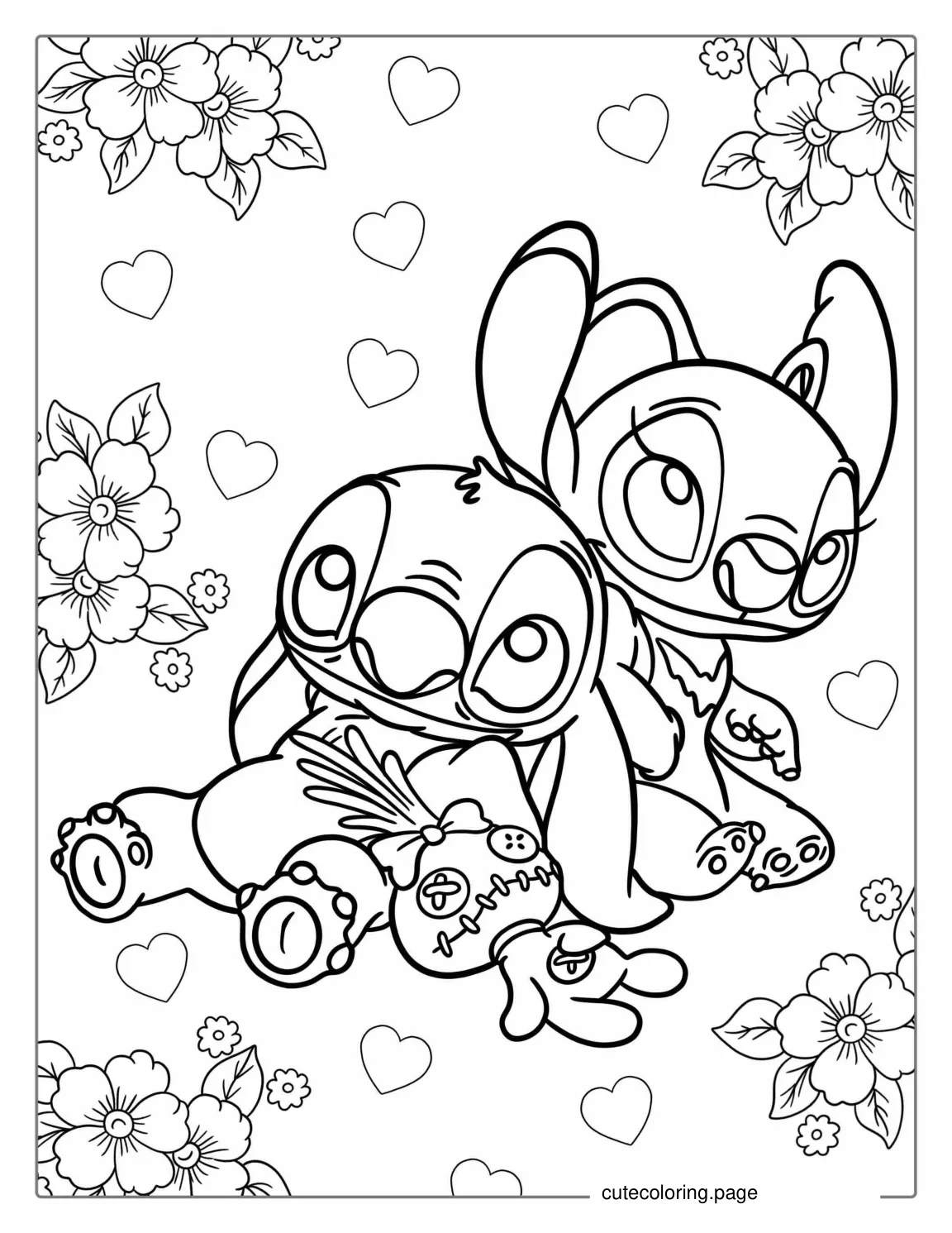 Scrump Stitch And Angel Coloring Page coloring page