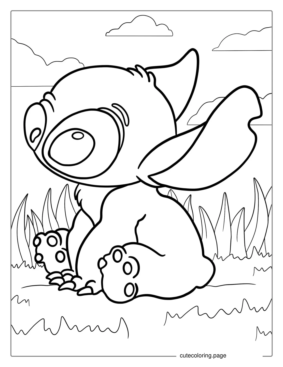 Simple Outline Of Baby Stitch To Color For Kids coloring page