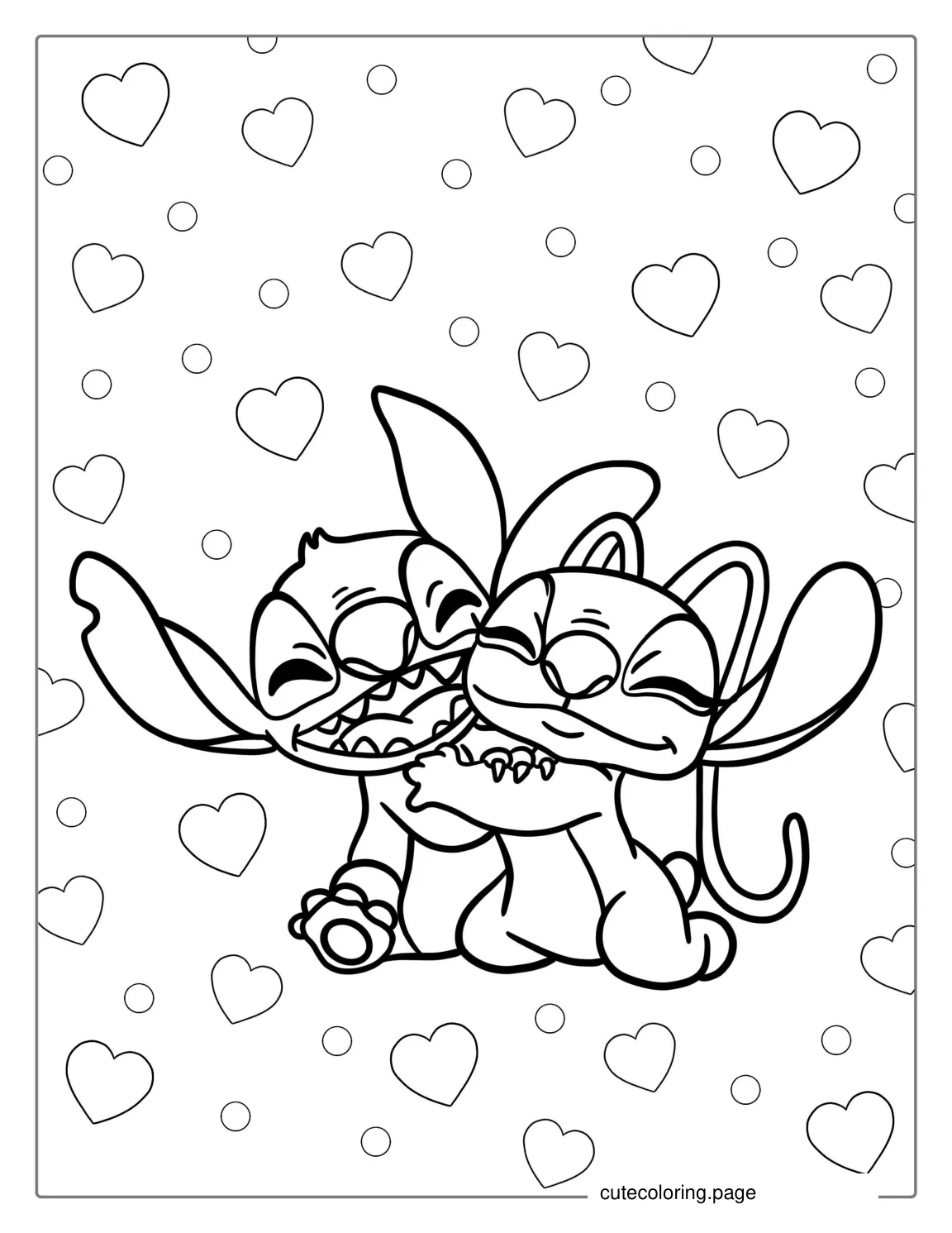 Stitch Hugging Angel Experiment 624 Coloring Page coloring page