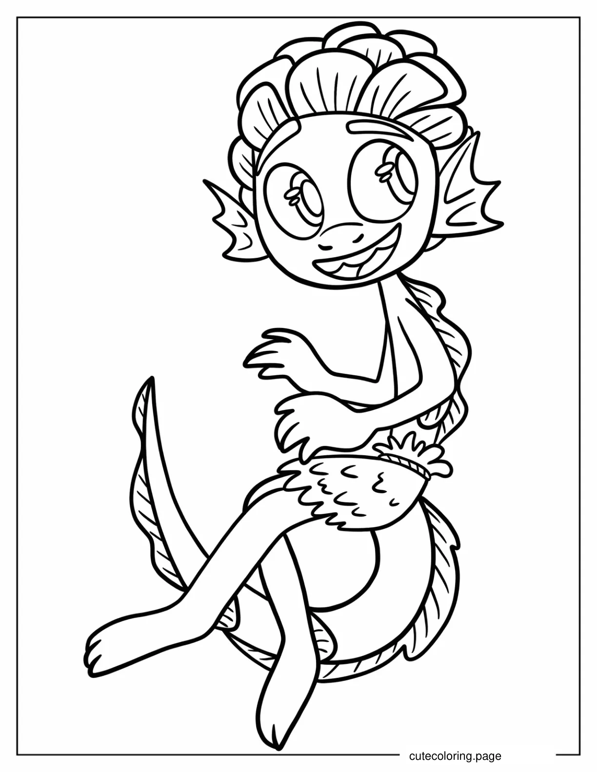 Kawaii Luca Sea Monster Outline Coloring Sheet For Preschoolers coloring page