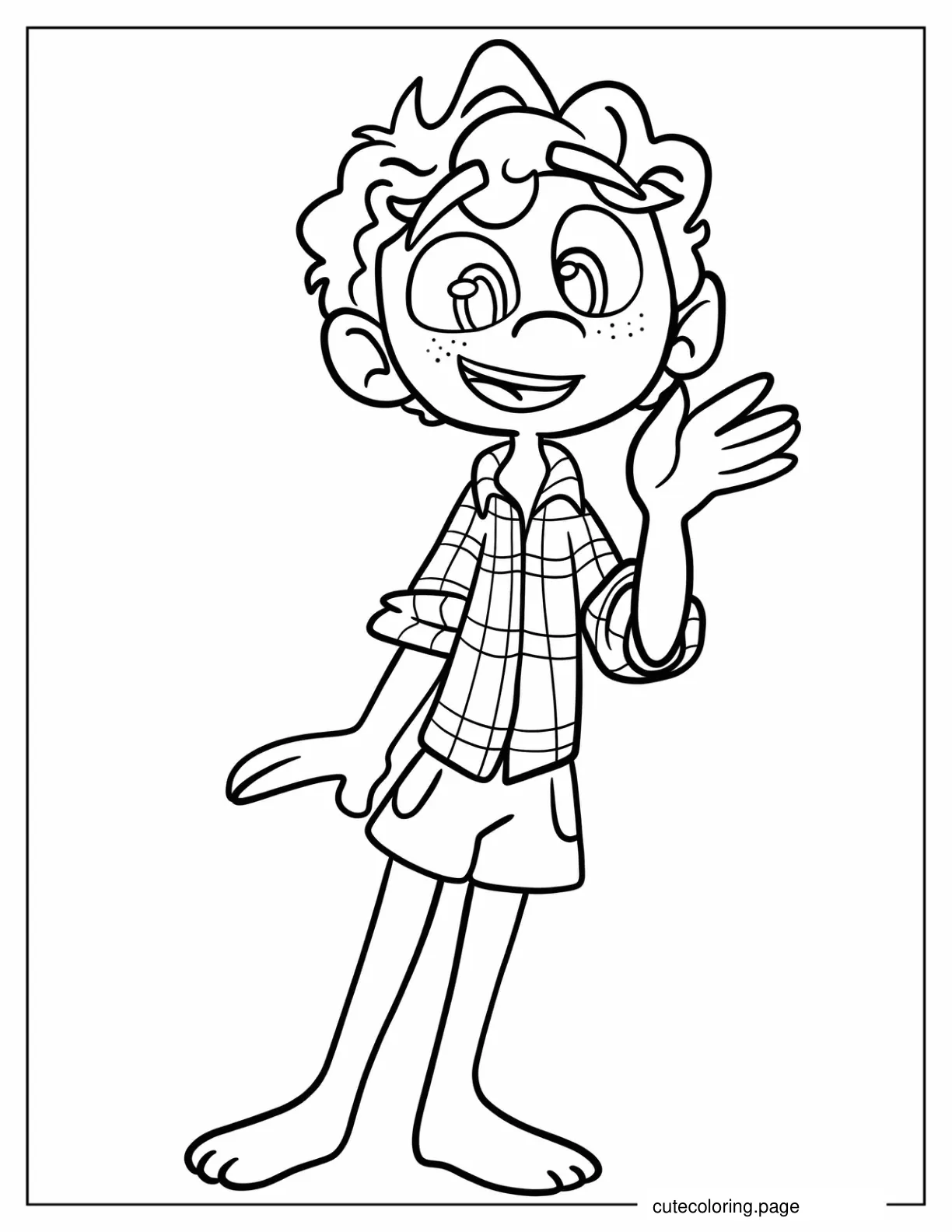 Luca In Human Form Waving Coloring Page For Kids coloring page