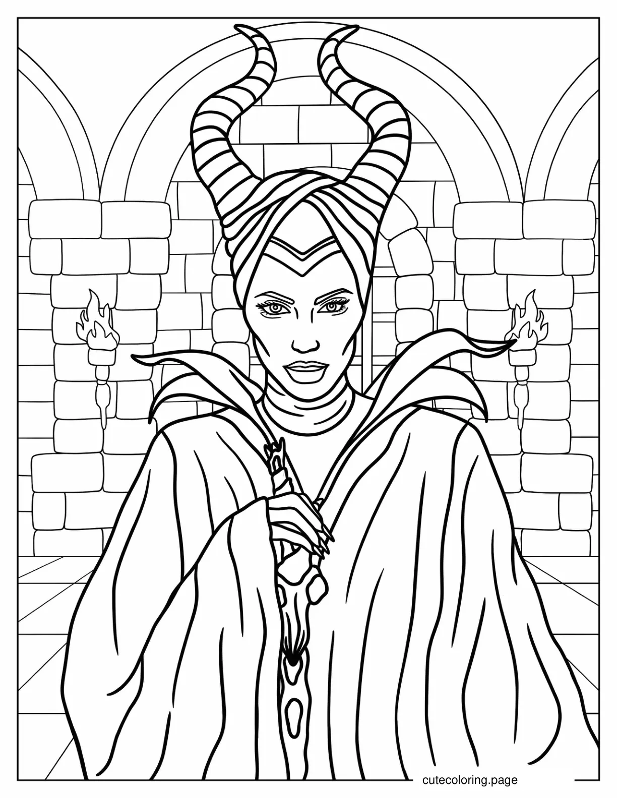 Angelina Jolie As Maleficent Coloring Page coloring page