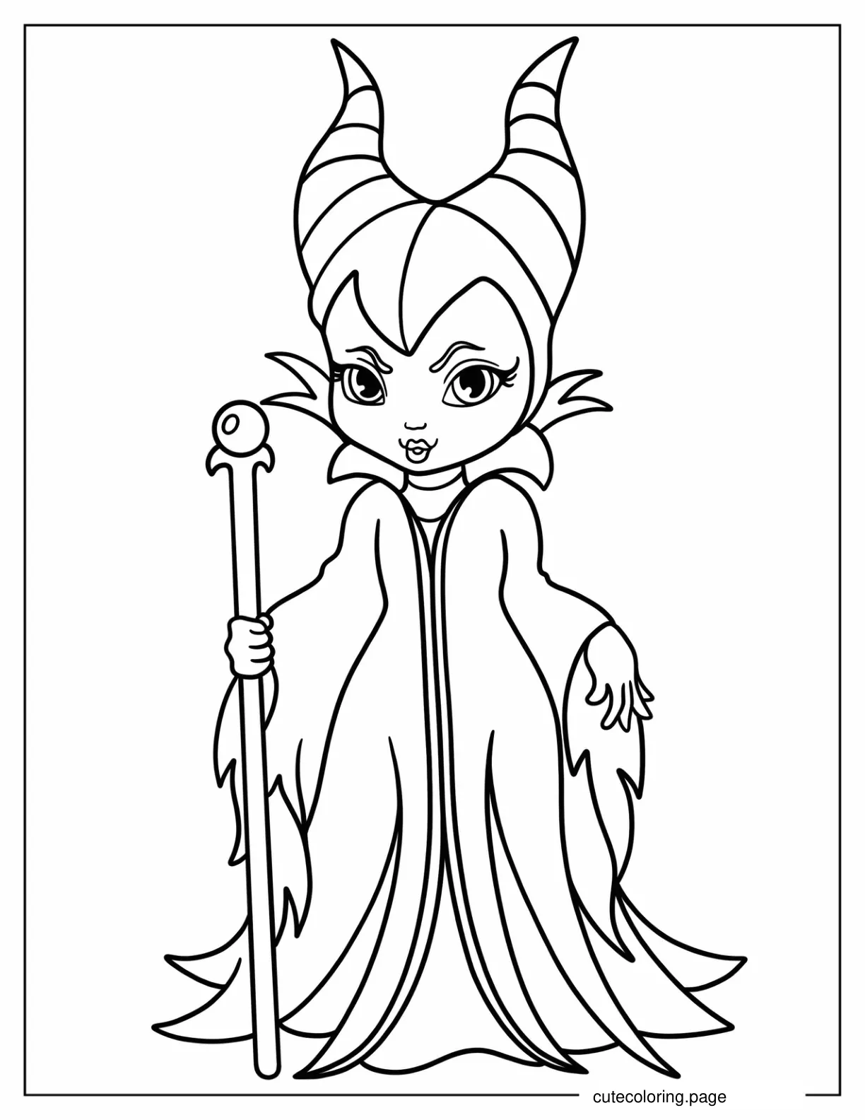 Cute Maleficent Coloring Page For Kids coloring page